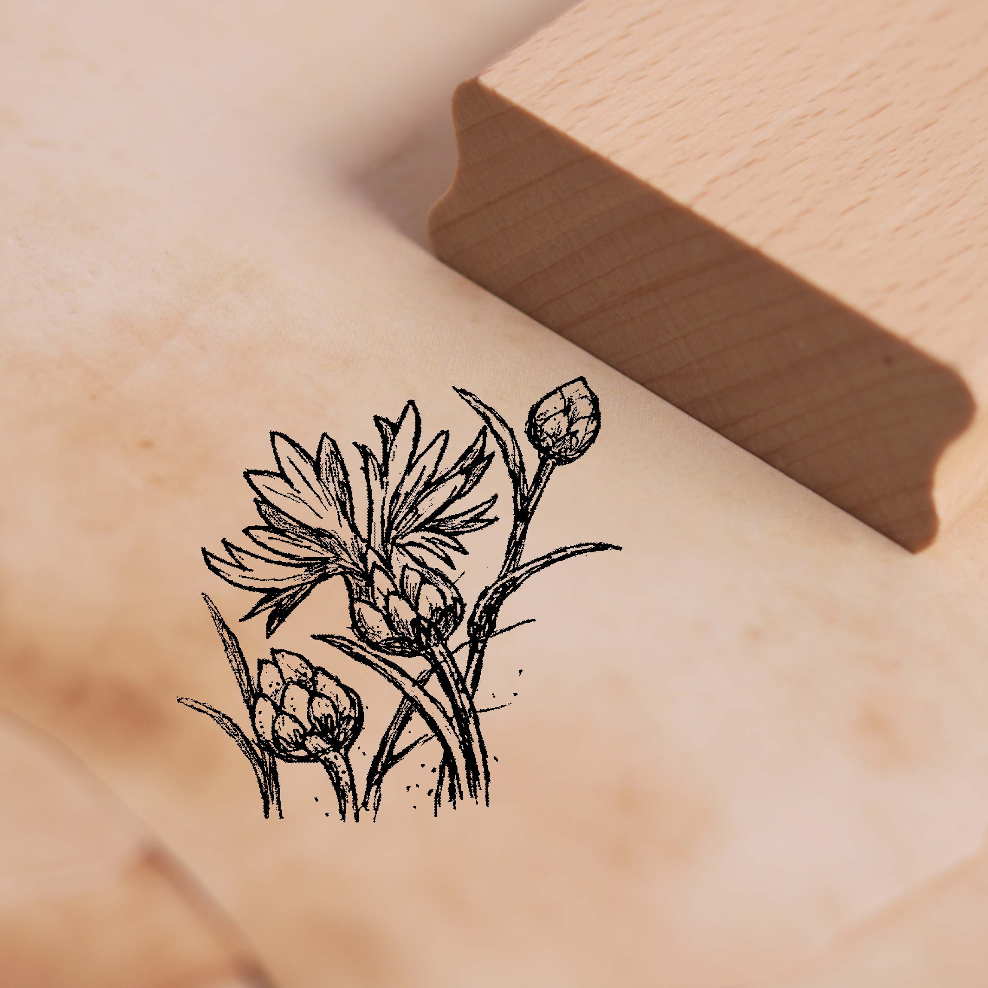 Motivstempel Kornblume - Zyane Stempel Holzstempel 48 x 48 mm