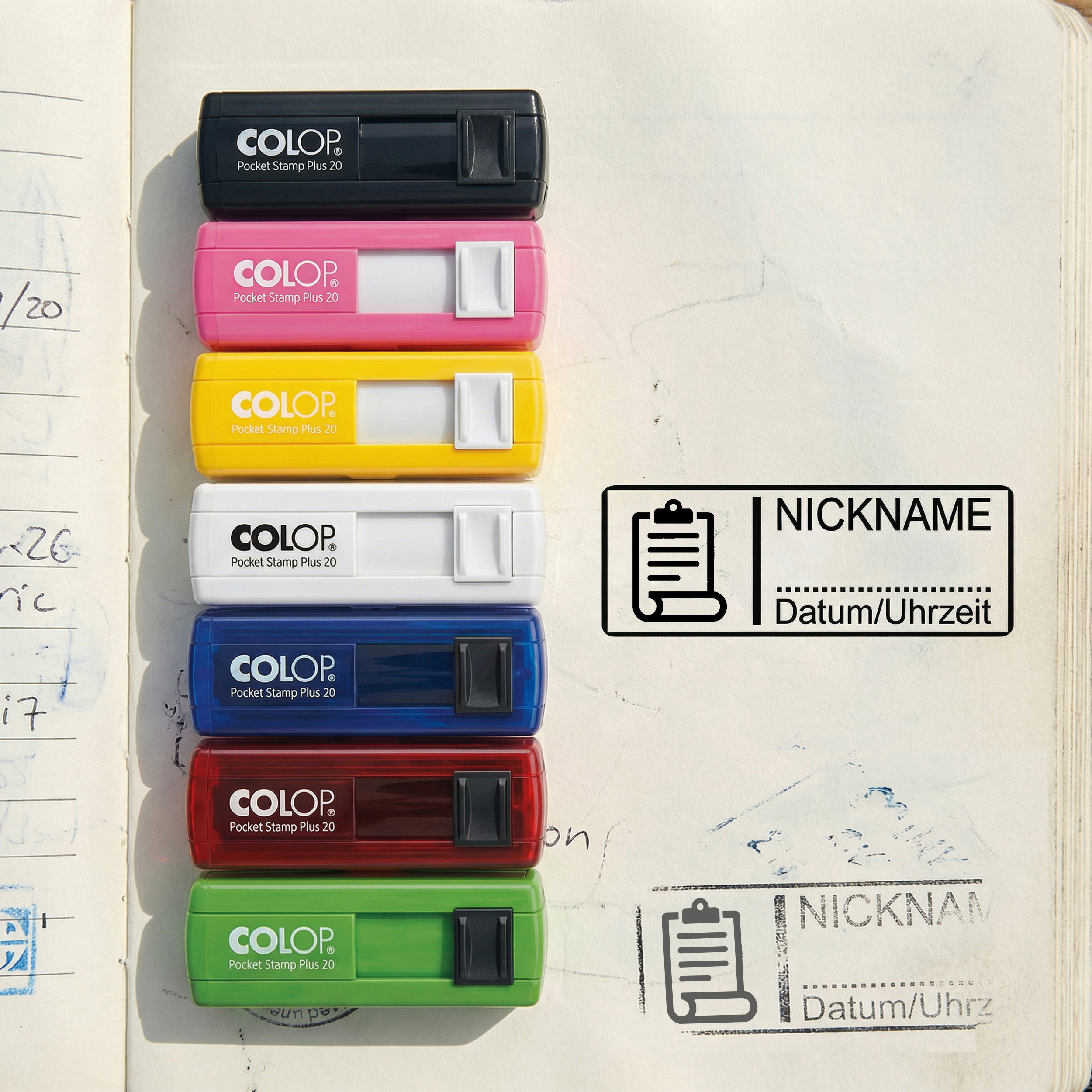 Geocachingstempel Logbuch 35x13 mm – personalisierter Taschenstempel – für Geocaching