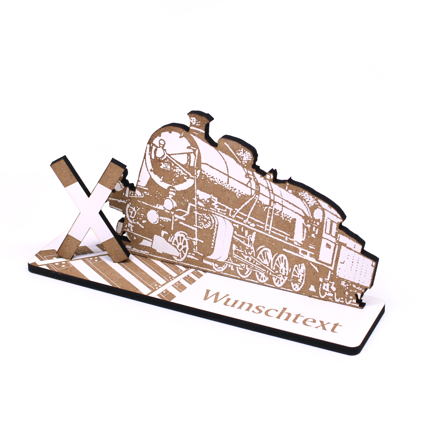 Geldgeschenk Eisenbahn Lok - inkl. Wunschtext - Lokführer Schild für Geld Gutschein - 20 x 9,5 cm