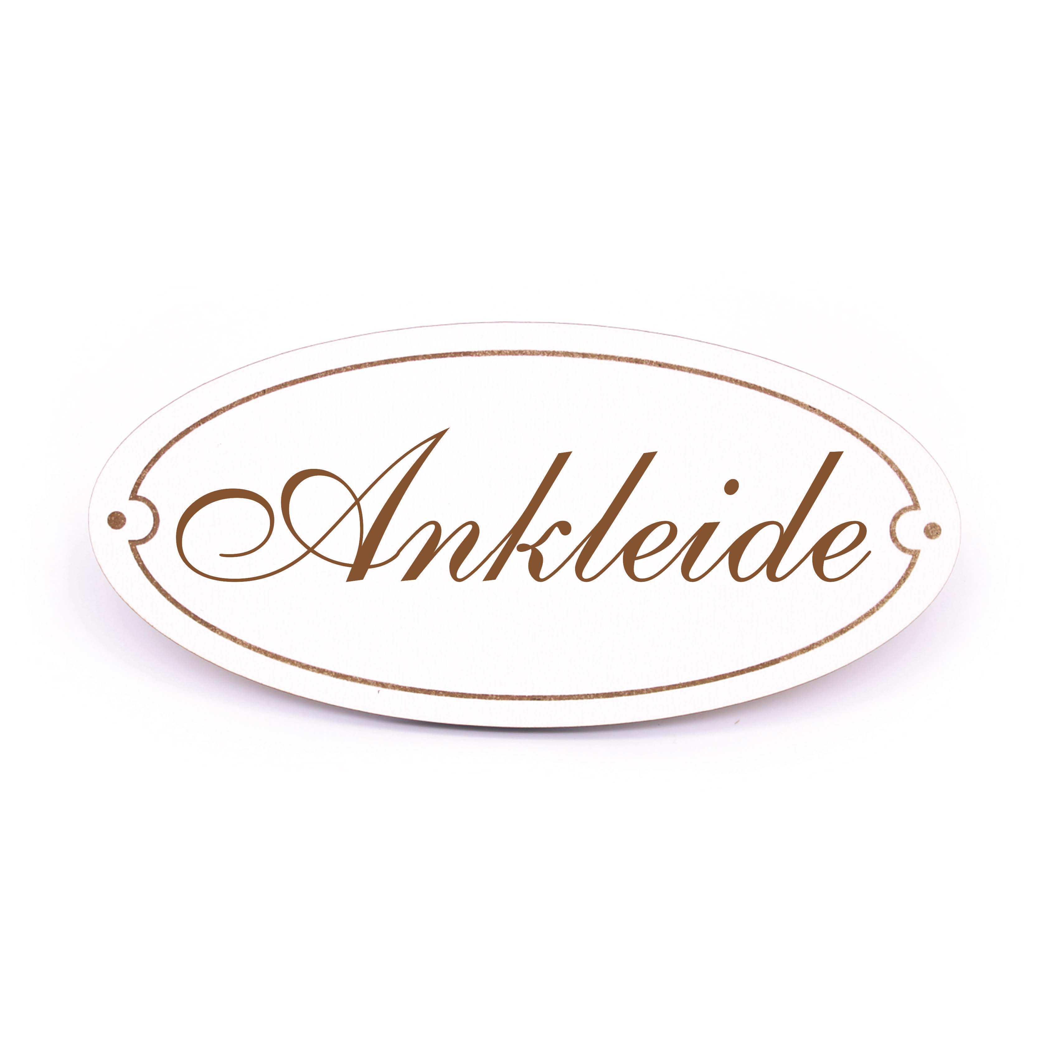 Ovales Türschild Ankleide - selbstklebend - 15 x 7 cm