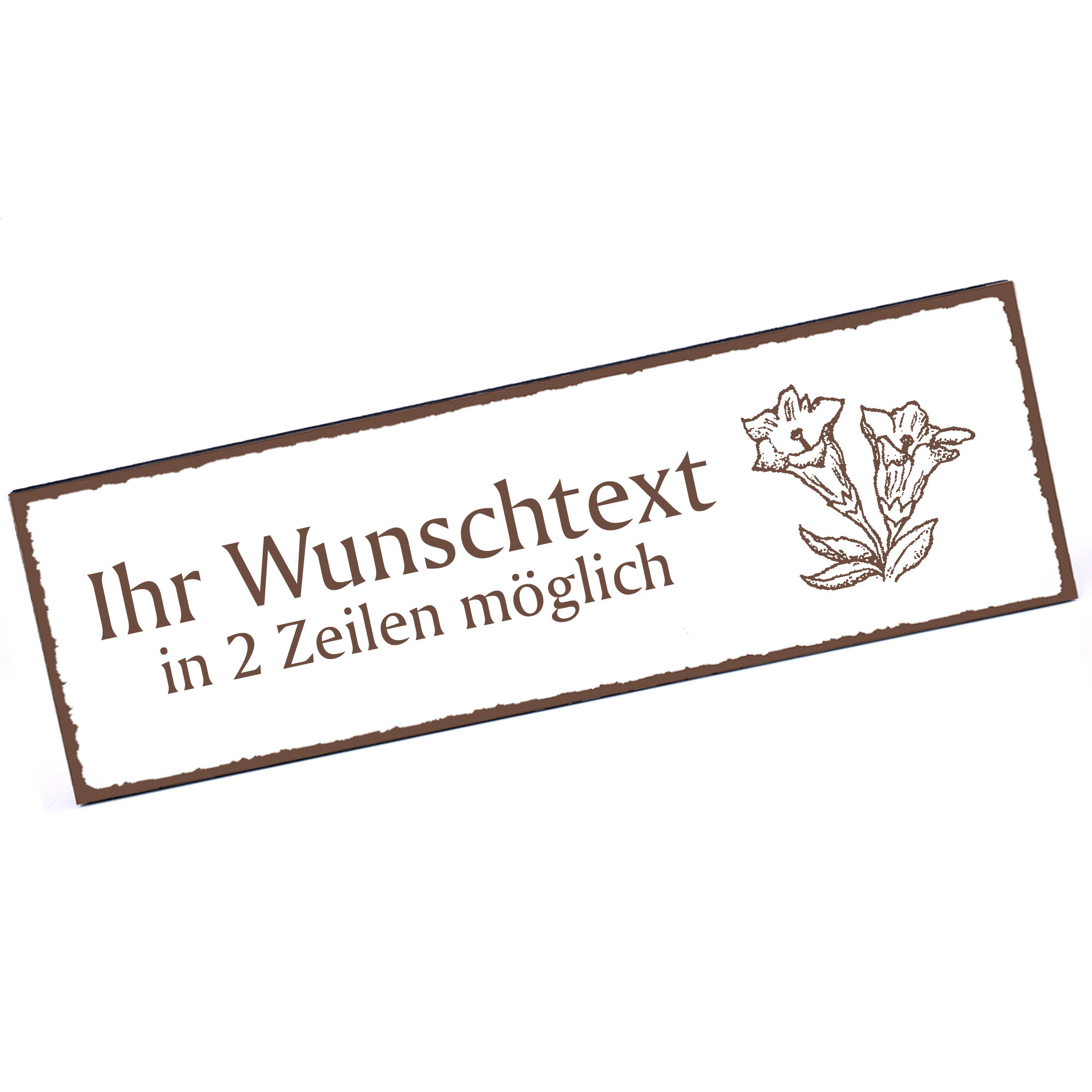Türschild Enzian  Namensschild personalisiert mit Gravur - 150mm x 50mm - selbstklebend