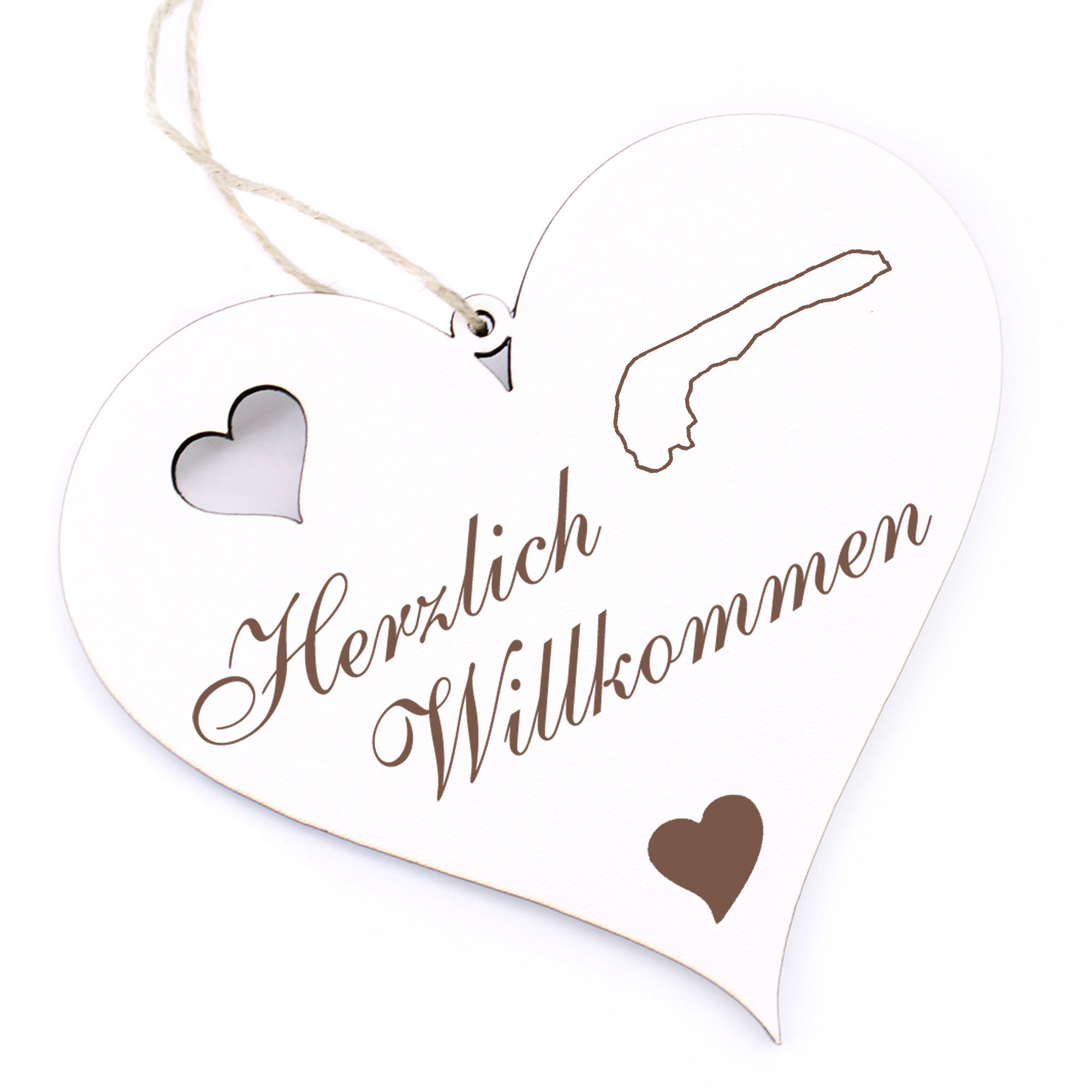 Herzlich Willkommen Schild - Insel Langeoog - Deko Herz Holz