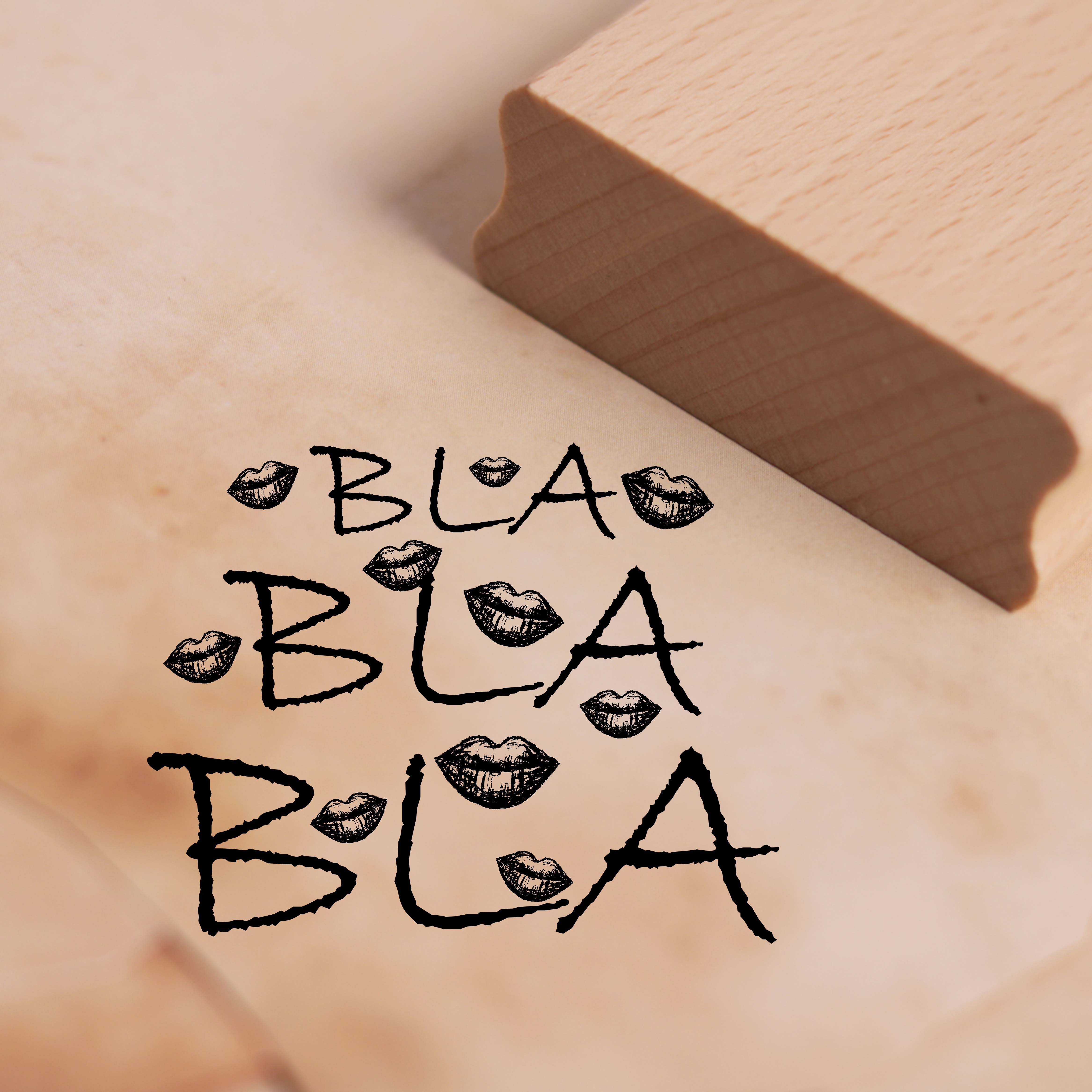 Motivstempel Bla Bla Bla Stempel Mund 48mm x 38mm