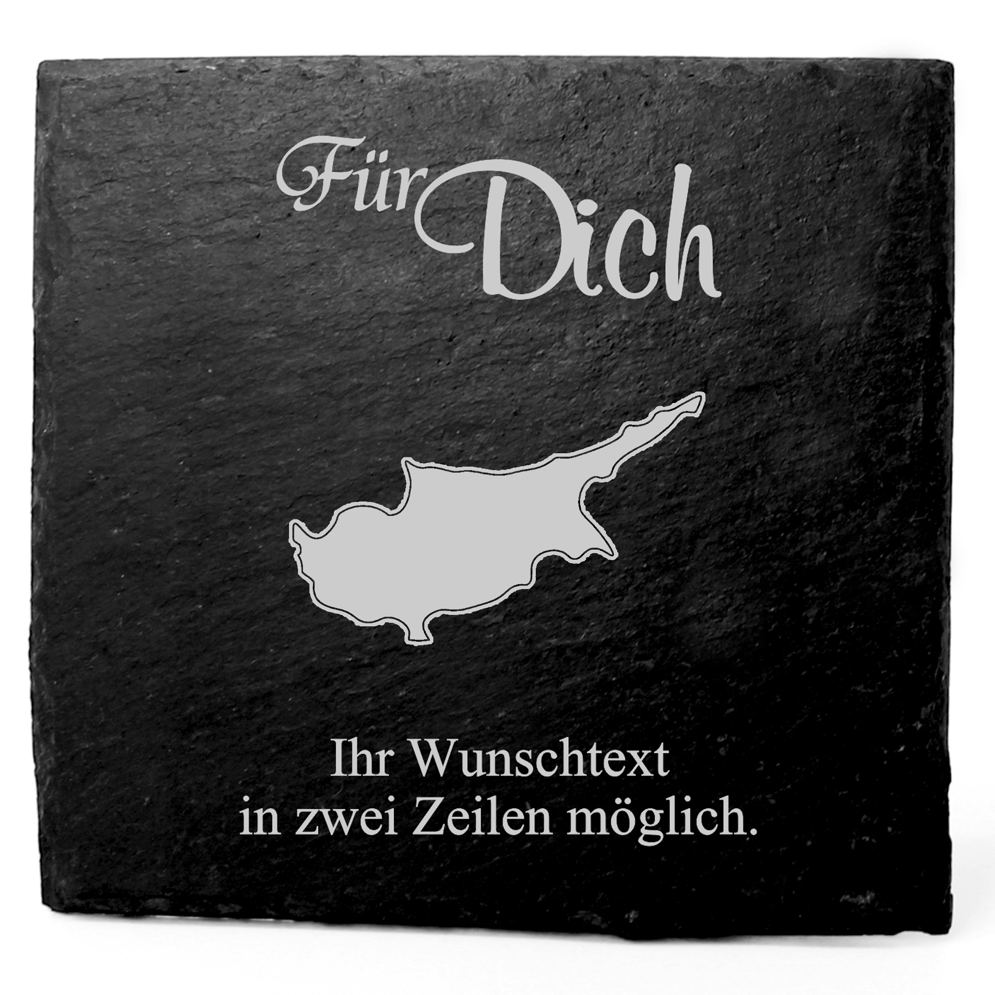Deko Schiefer Untersetzer personalisiert Insel Zypern - Für Dich - 11x11cm