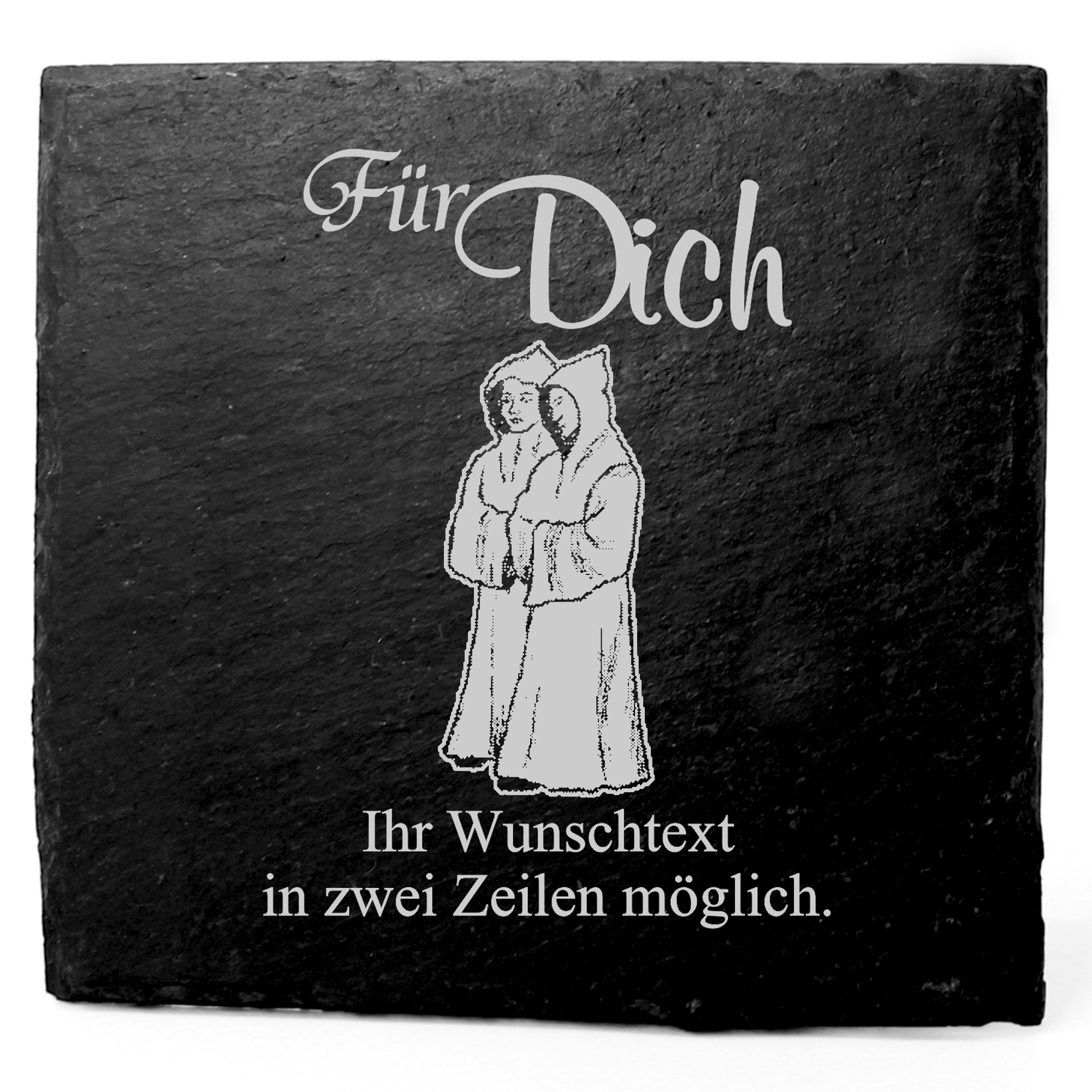 Deko Schiefer Untersetzer personalisiert Mönch - Für Dich - 11x11cm