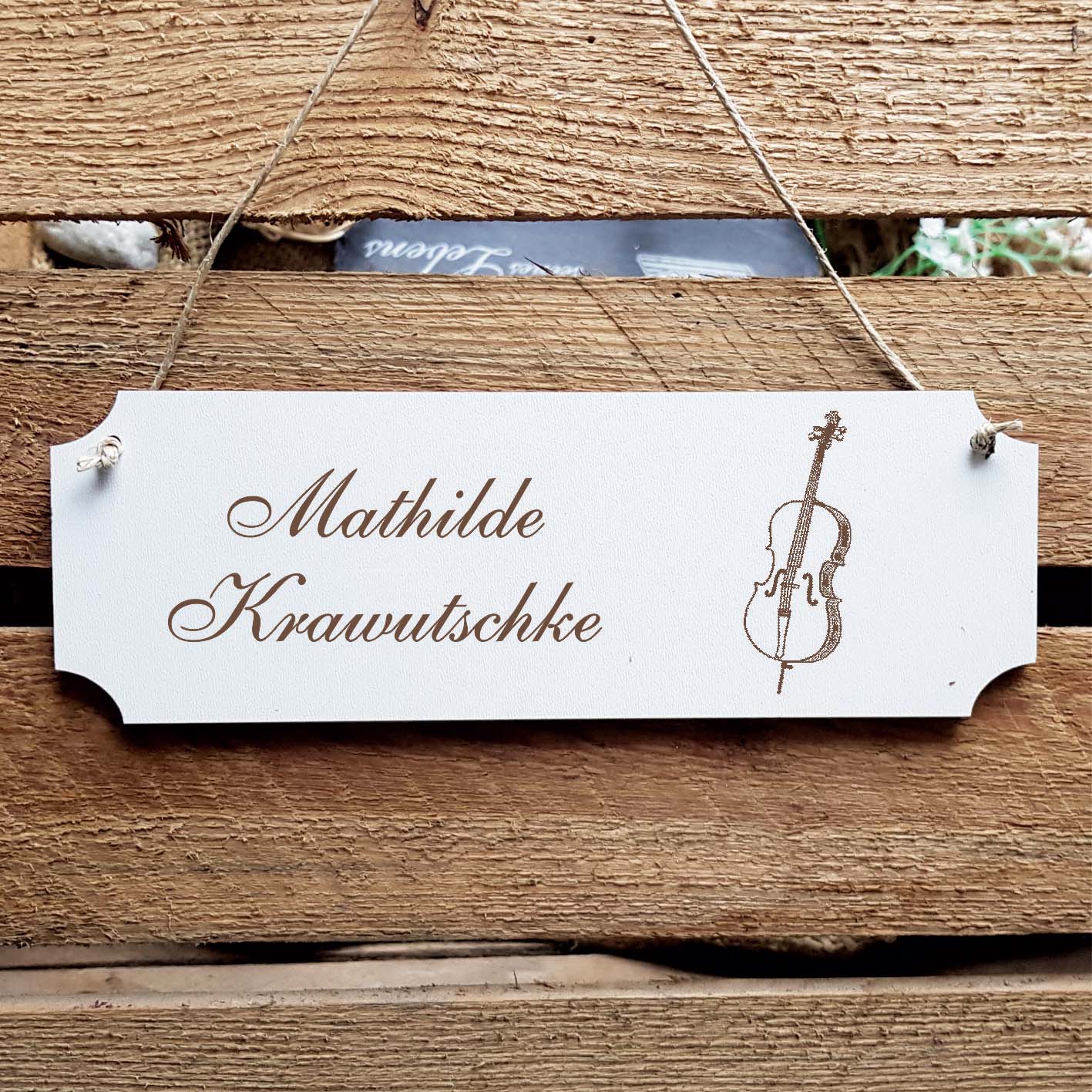 Schild « Cello Violoncello » Namensschild Türschild zum Anhängen - 20 x 6,7 cm