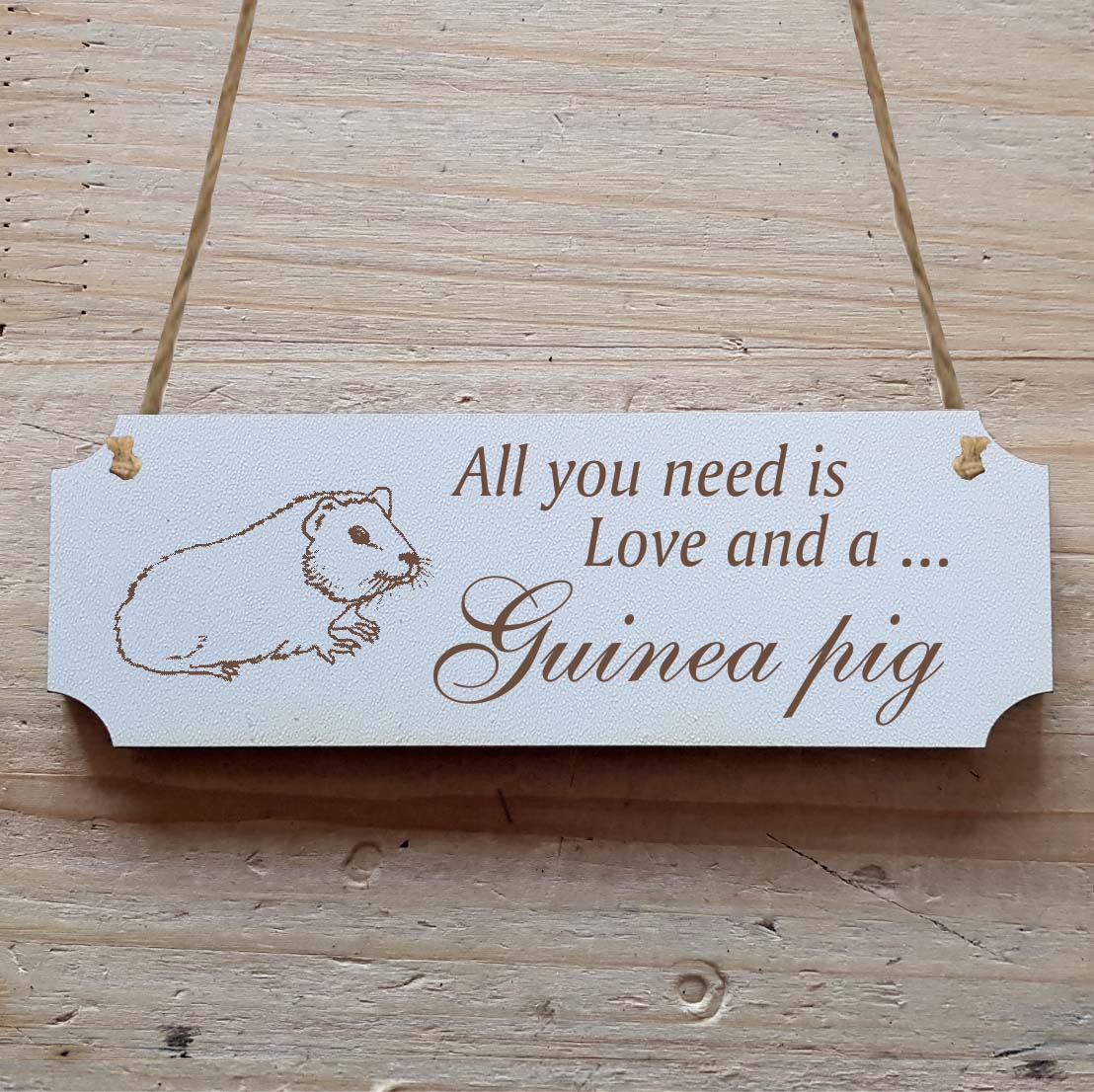 Dekoschild « All you need is Love and a Guinea Pig » Meerschweinchen