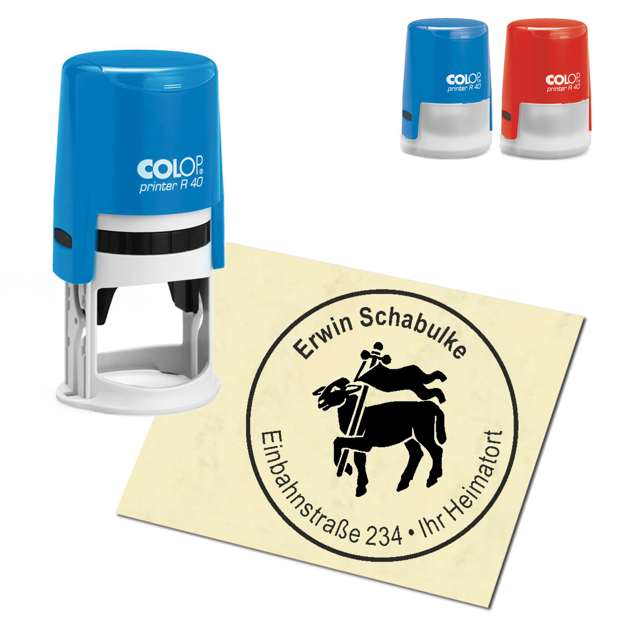 Stempel Adressstempel personalisiert - Fleischer - rund &empty; 40mm