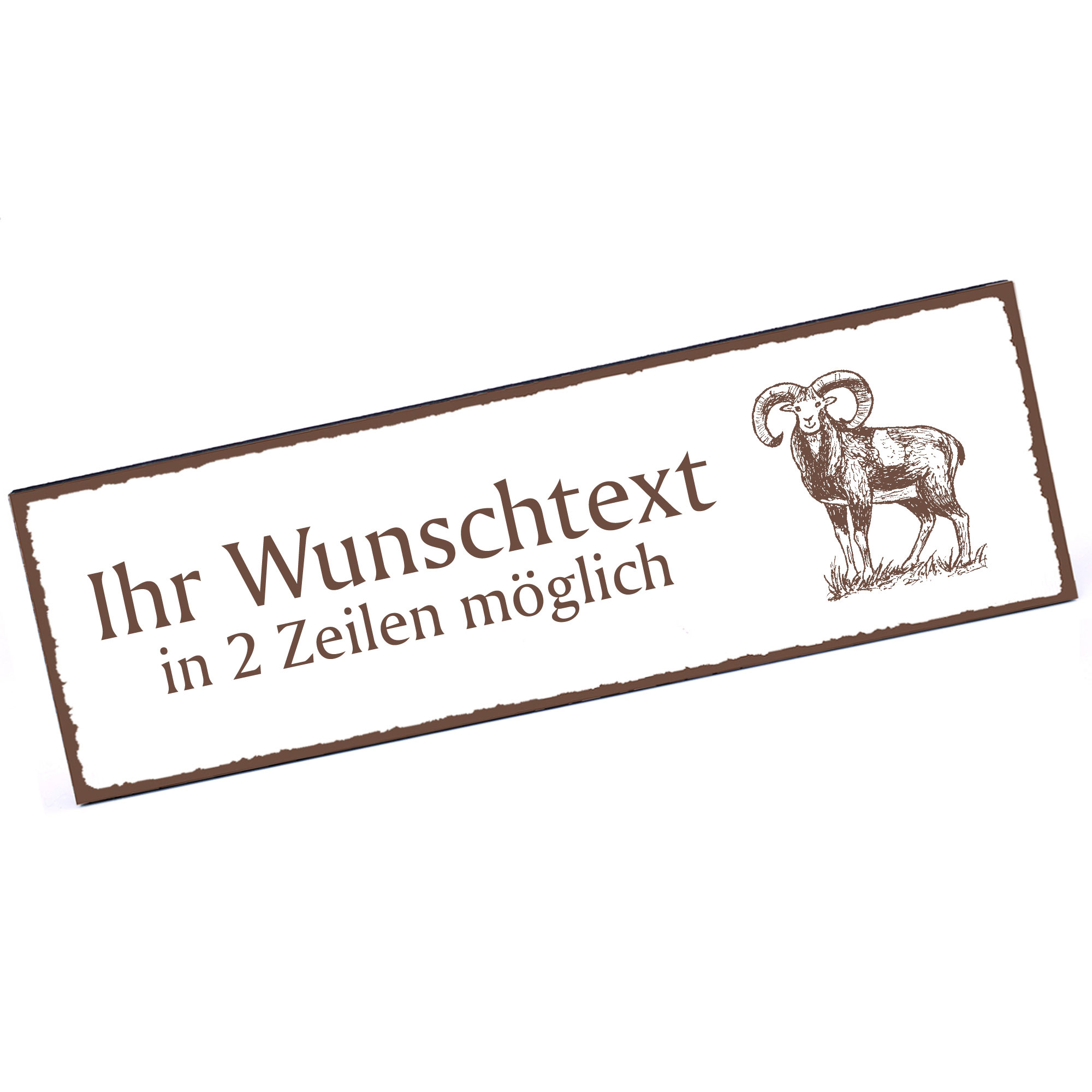Türschild Widder  Namensschild personalisiert mit Gravur - 150mm x 50mm - selbstklebend