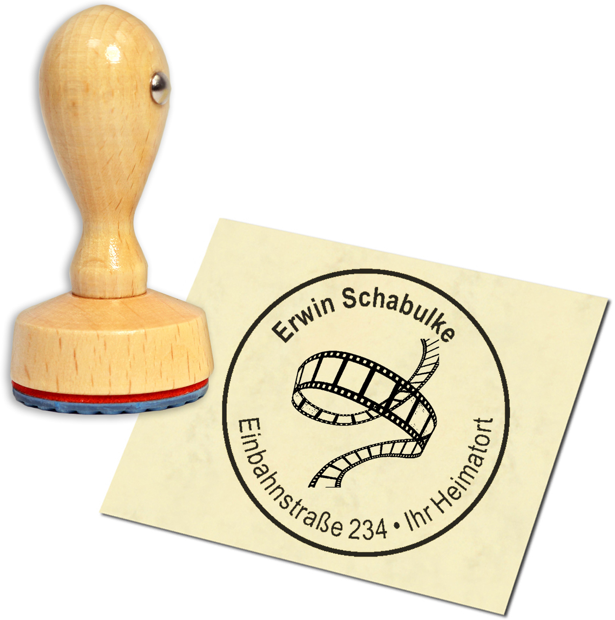 Stempel Adressstempel Holzstempel - Fotofilm - rund 40mm
