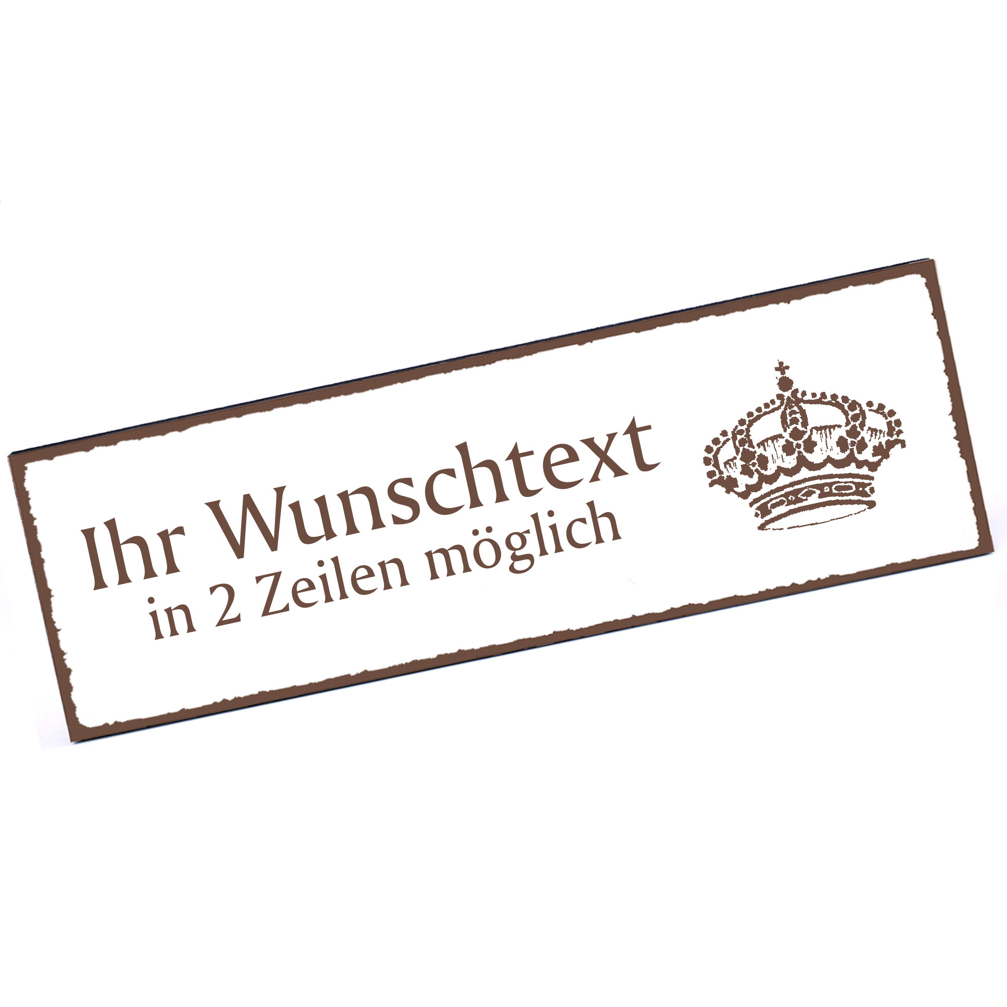 Türschild Krone  Namensschild personalisiert mit Gravur - 150mm x 50mm - selbstklebend
