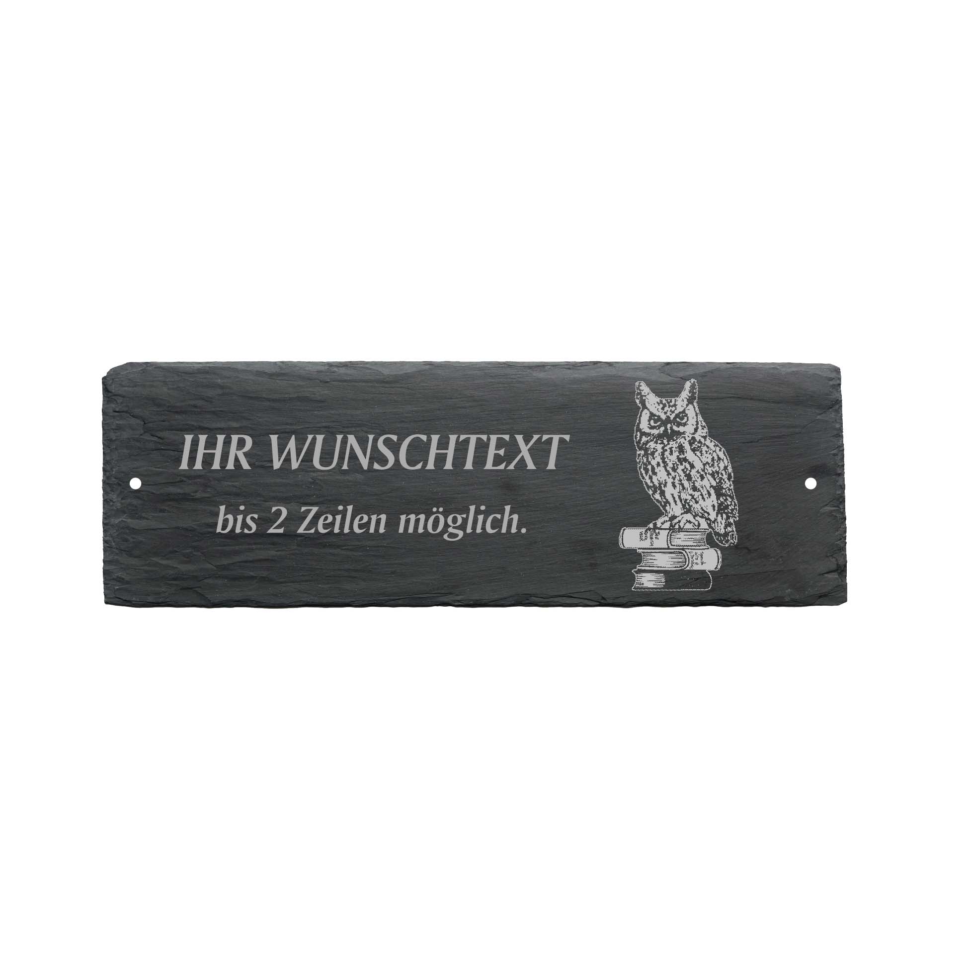 Türschild « BÜCHER EULE » ca. 22 x 8 cm - aus Schiefer