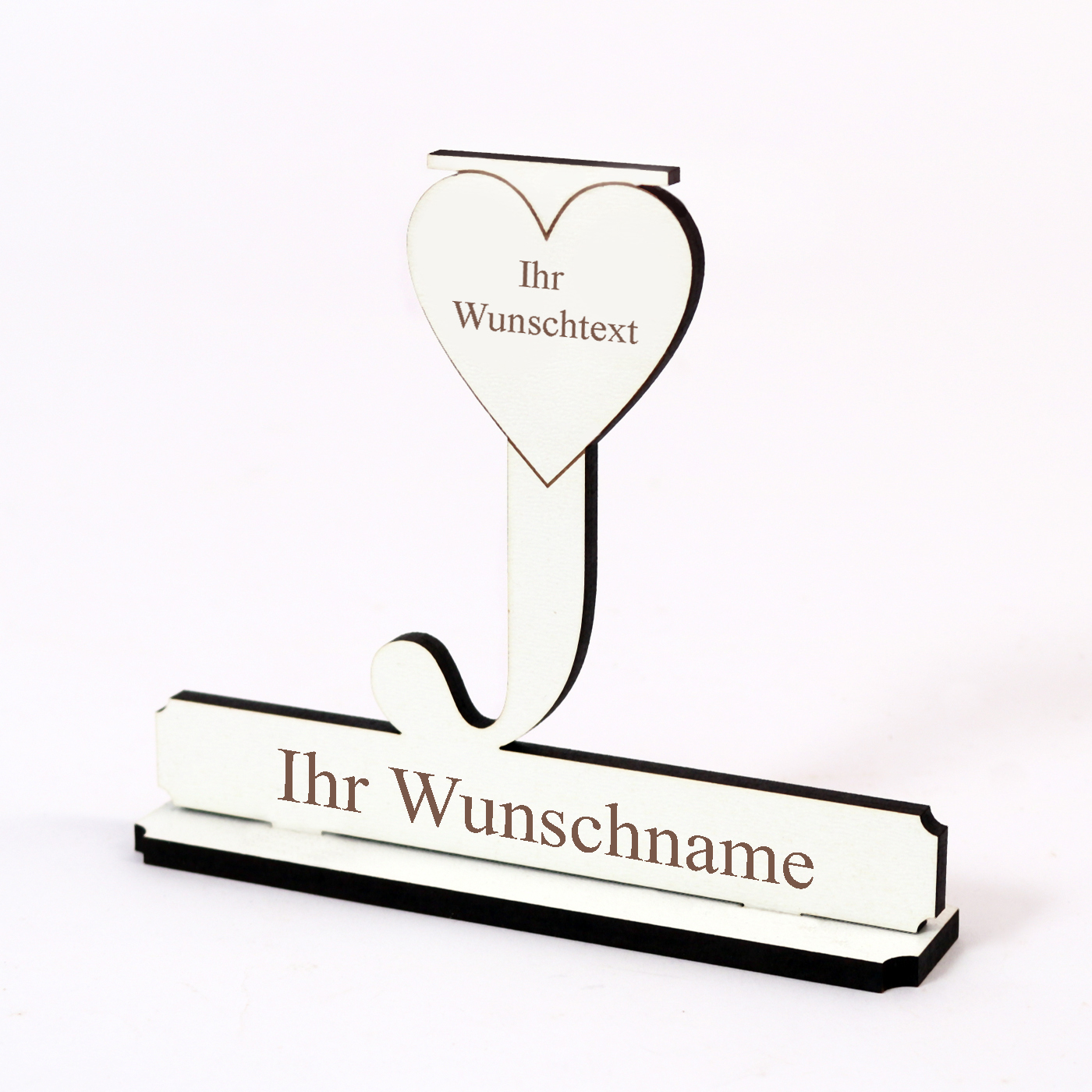 Buchstabe J mit Herz - Name und Wunschgravur - Schild zum Hinstellen