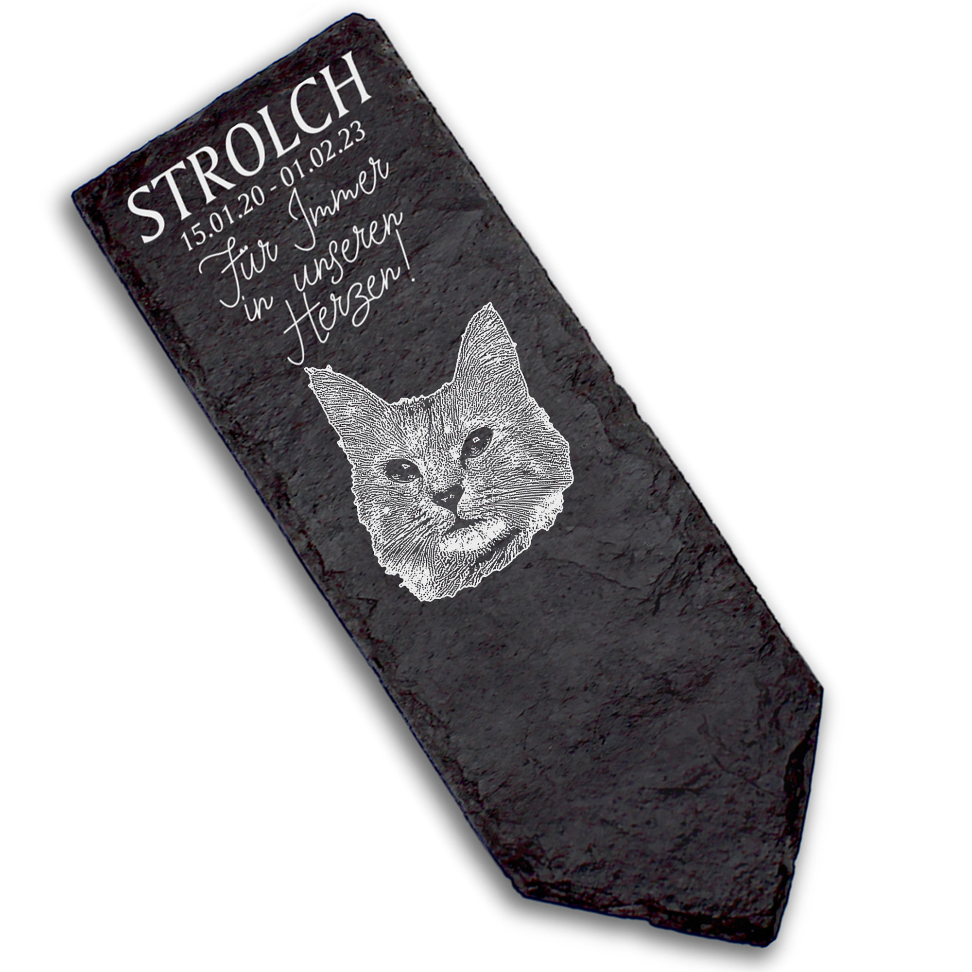 Grabstecker Grabschmuck Grabstein - Orientalisch Langhaar Katze - Personalisiert Grab Deko 8 x 22 cm