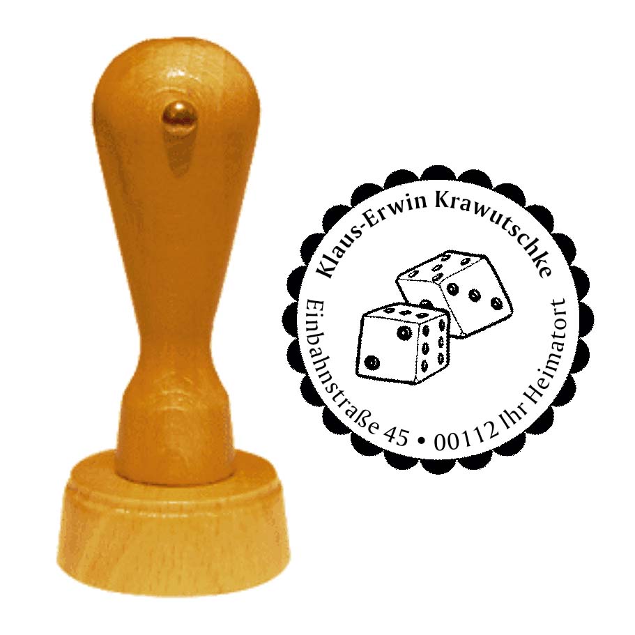 Adressenstempel « WÜRFEL » mit persönlichem Wunschtext