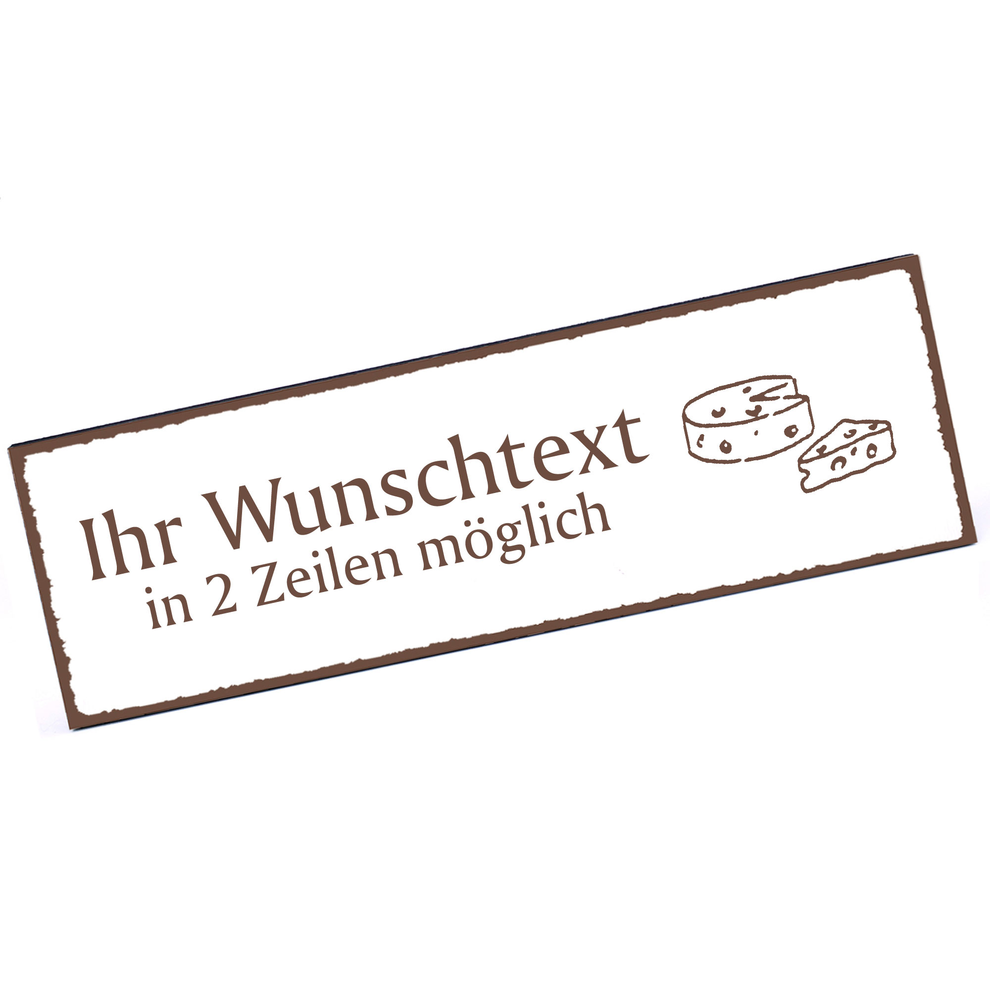 Türschild Käse  Namensschild personalisiert mit Gravur - 150mm x 50mm - selbstklebend