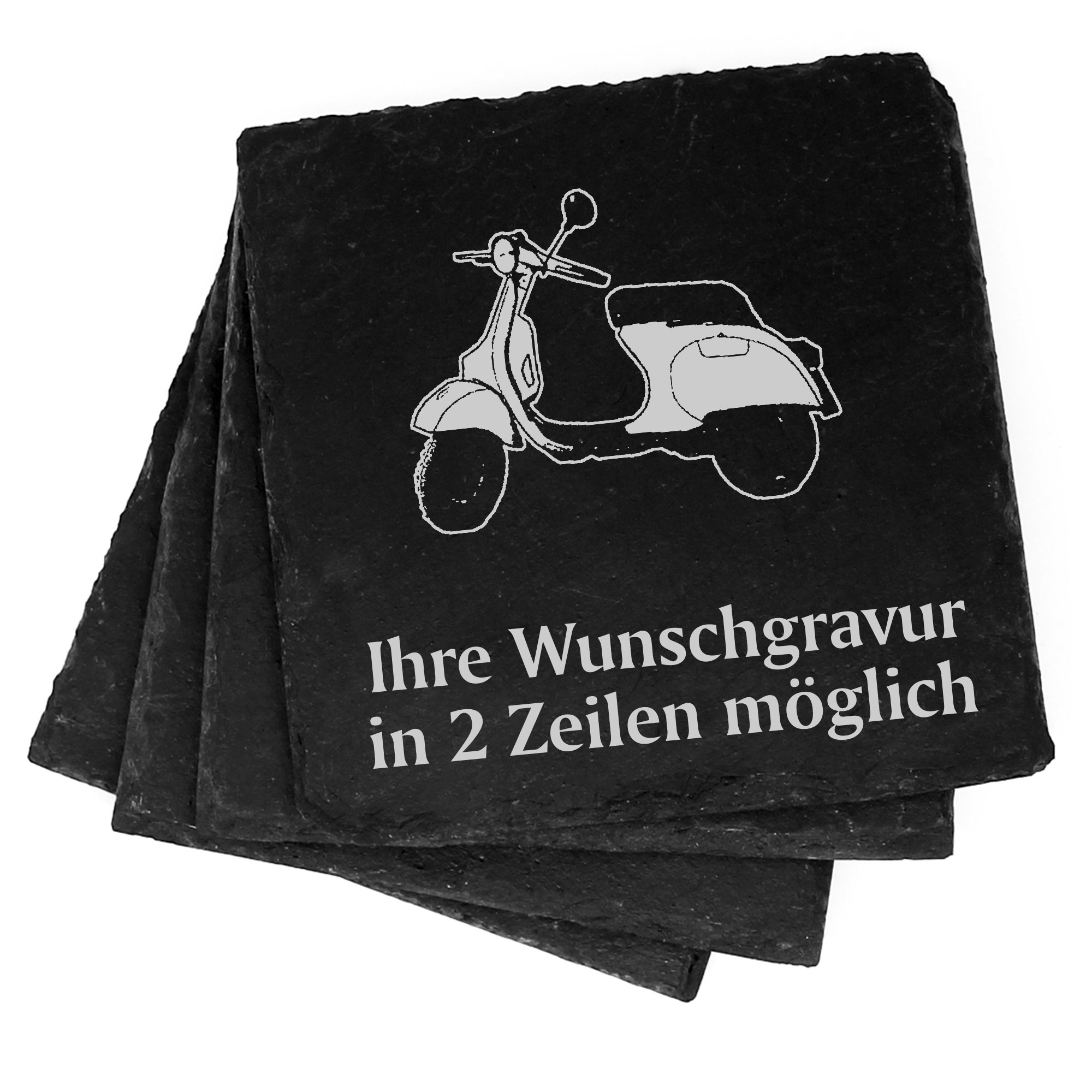 4x Roller Deko Schiefer Untersetzer Wunschgravur Set - 11 x 11 cm