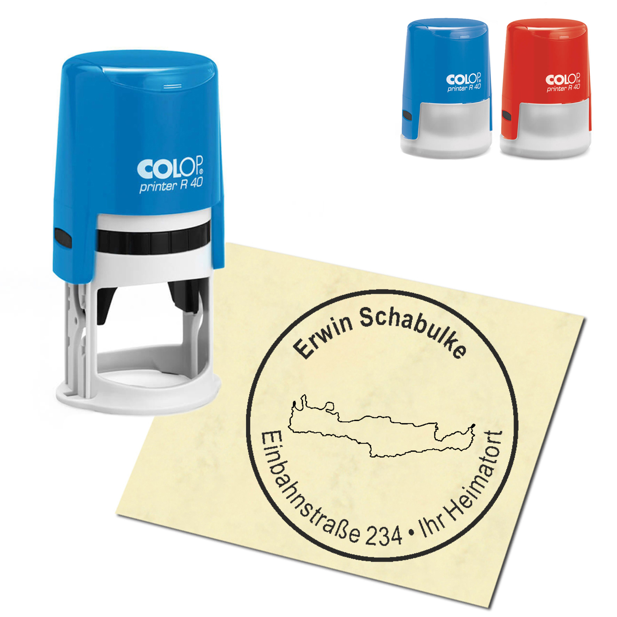 Stempel Adressstempel personalisiert - Insel Kreta - rund &empty; 40mm