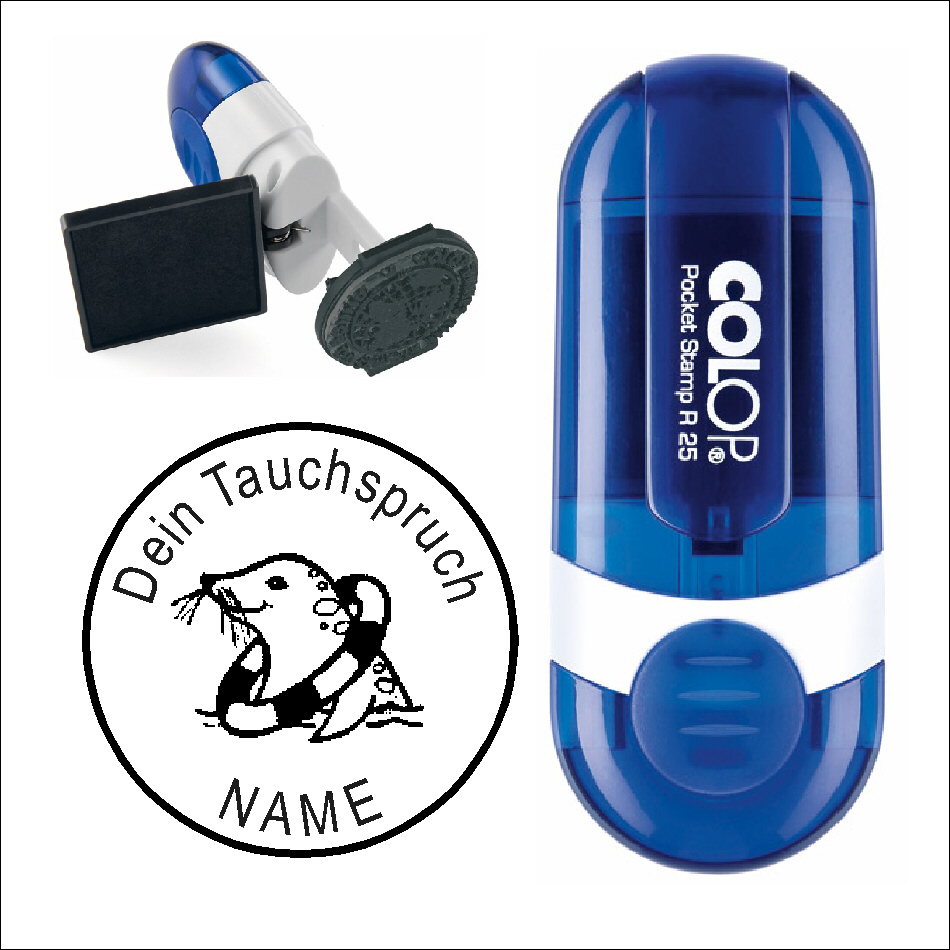 Taucherstempel « Seerobbe mit Rettungsring »
