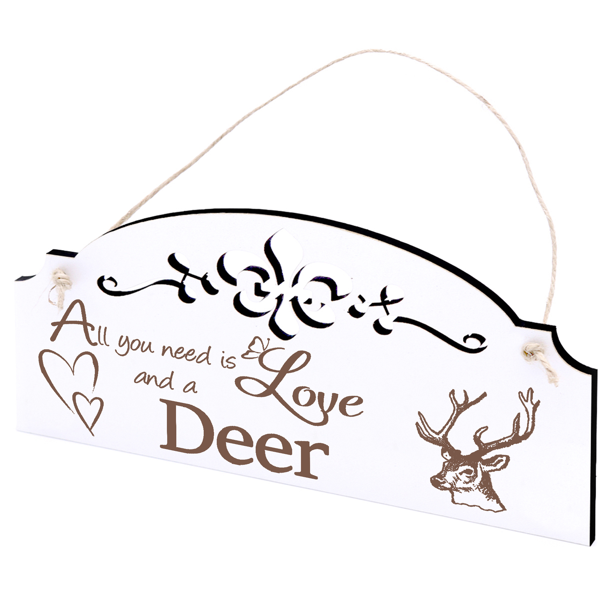 Schild Hirsch Kopf Deko 20x10cm - All you need is Love and a Deer - Holz