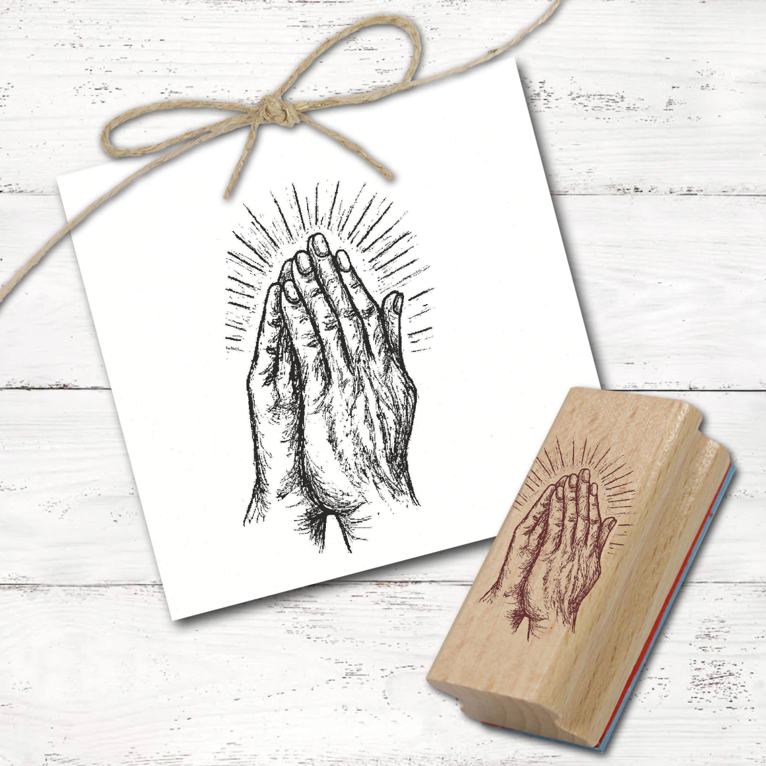Motivstempel Betende Hände - Stempel Religion Holzstempel 38 mm x 68 mm