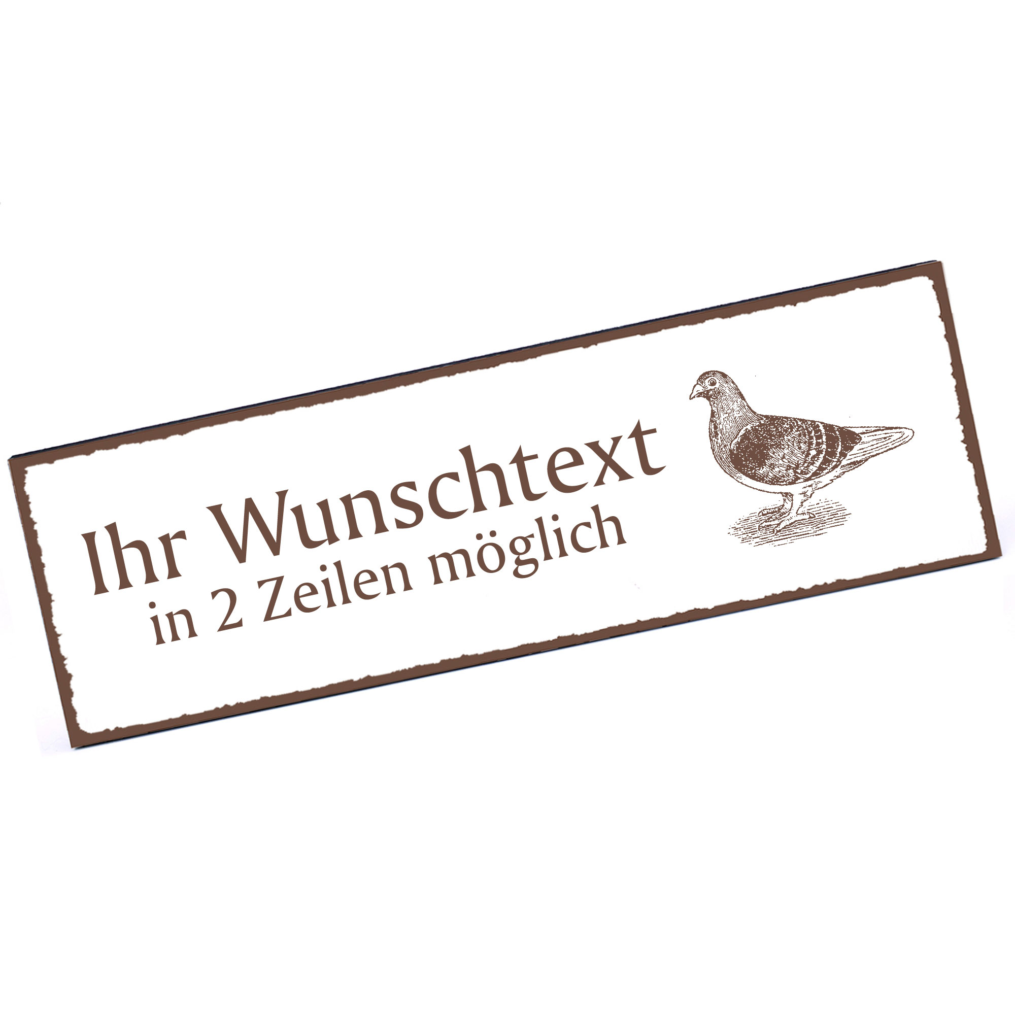 Türschild Taube  Namensschild personalisiert mit Gravur - 150mm x 50mm - selbstklebend