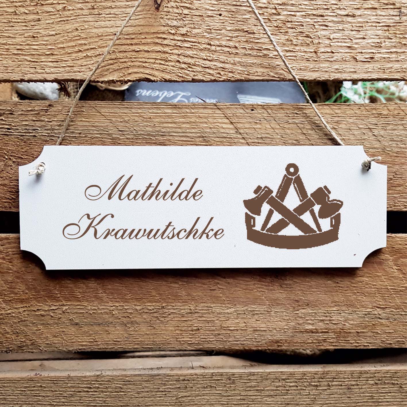 Schild « Zimmermann » Namensschild Türschild zum Anhängen - 20 x 6,7 cm
