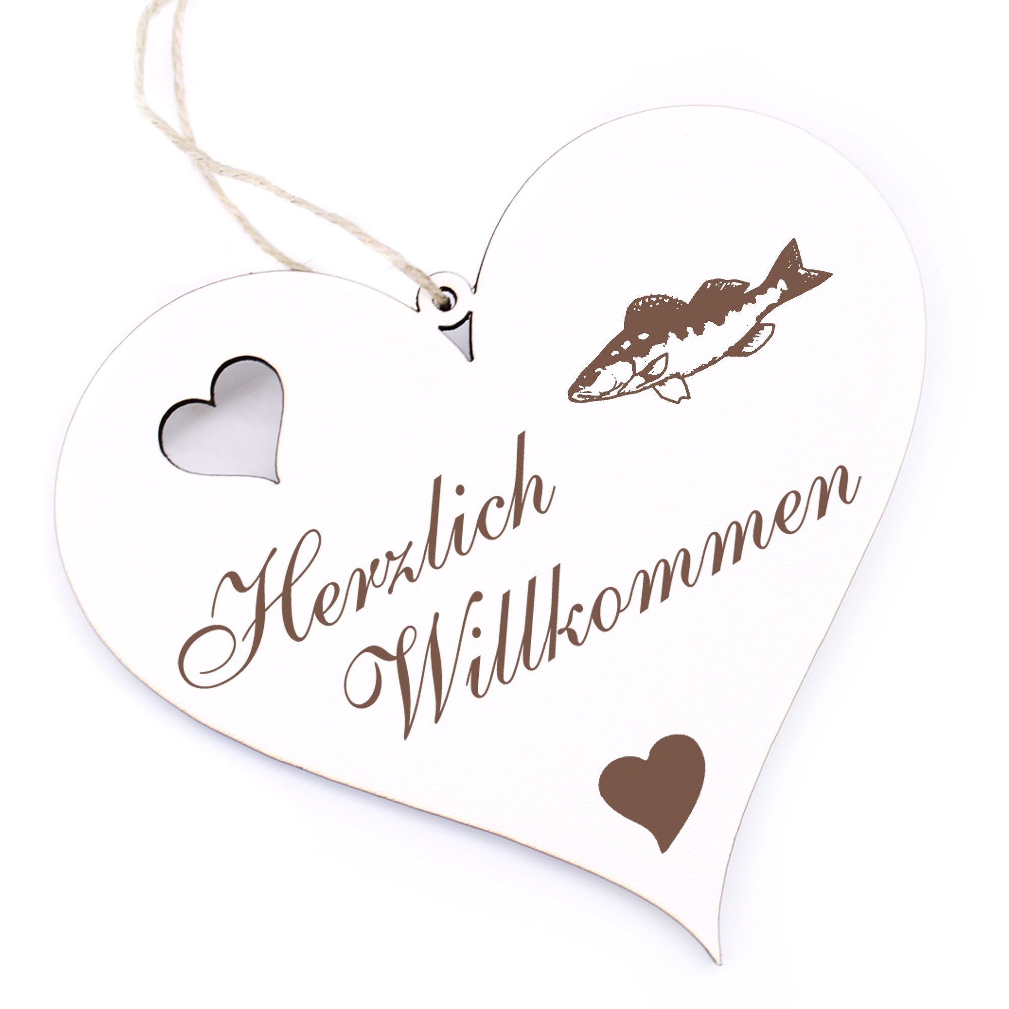 Herzlich Willkommen Schild - Zander - Deko Herz Holz