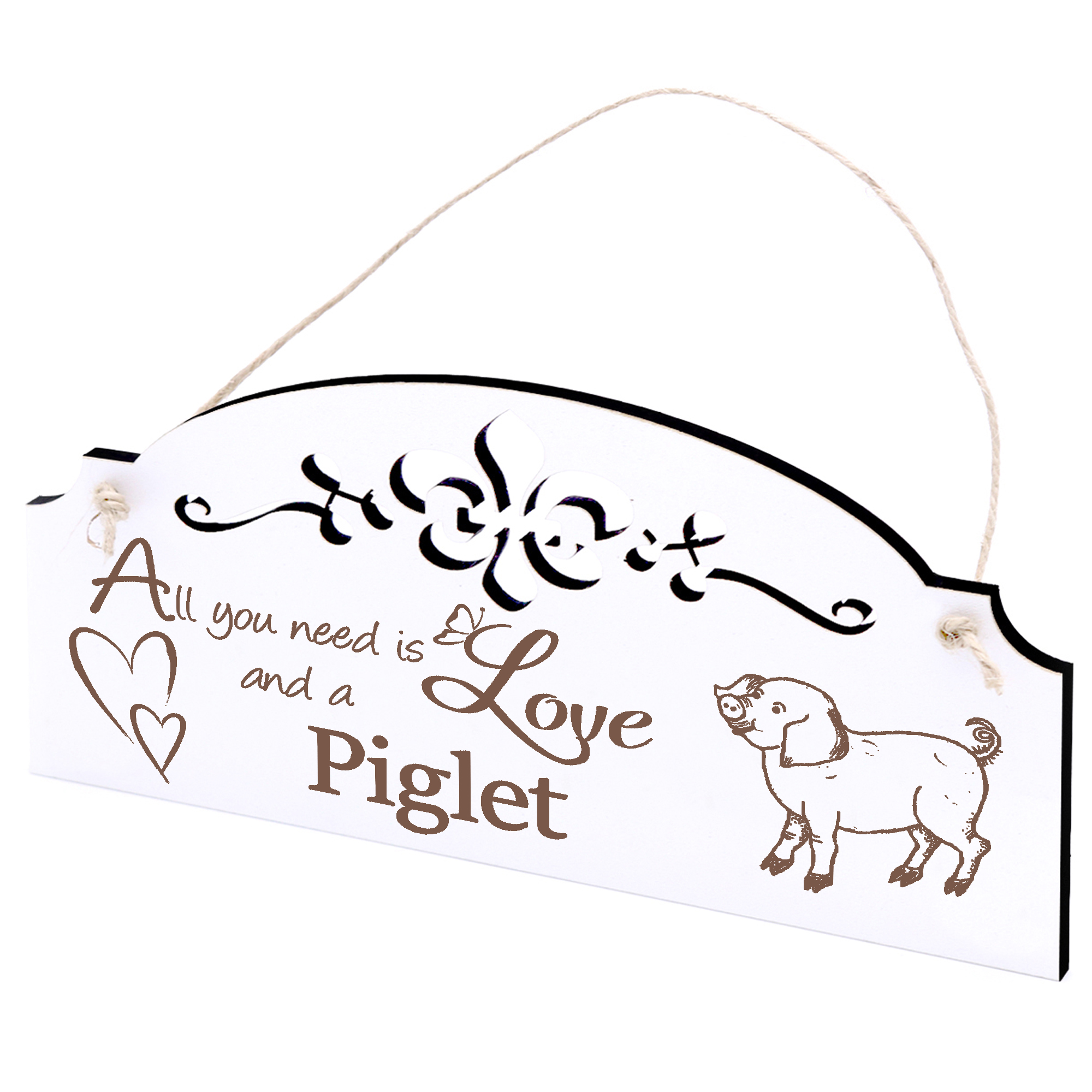 Schild Ferkel Deko 20x10cm - All you need is Love and a Piglet - Holz