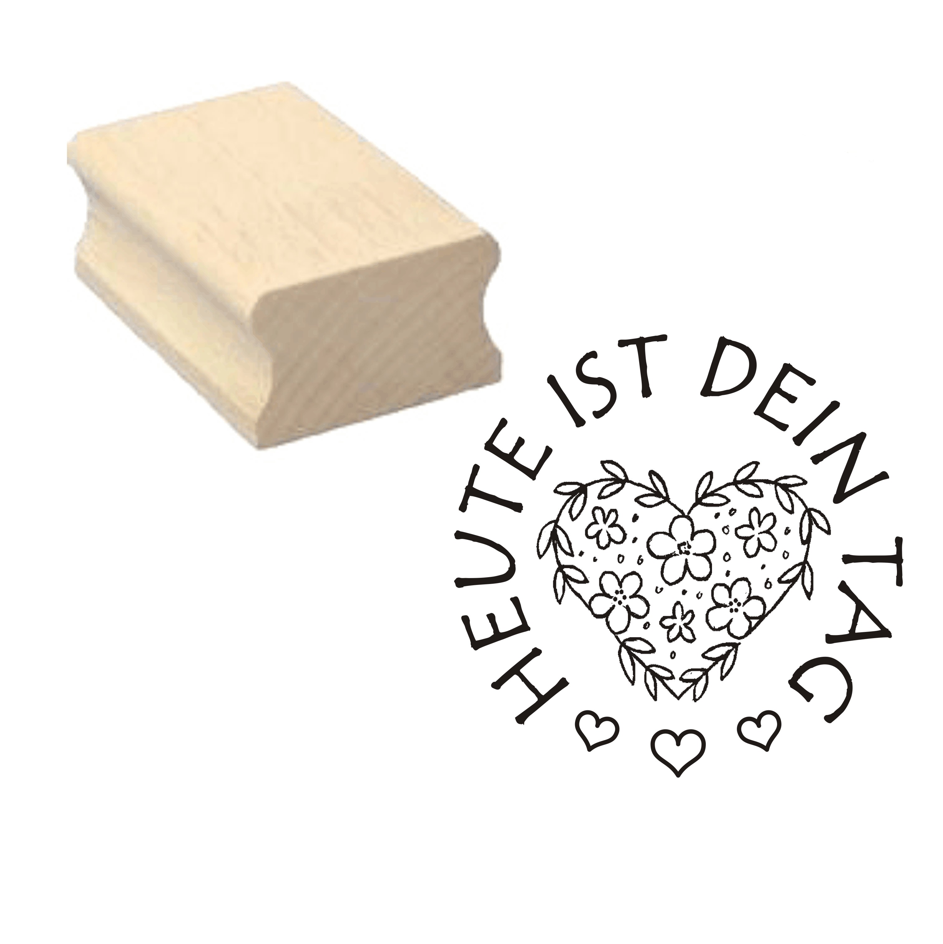Stempel « Heute ist dein Tag » Herz Motivstempel - 40 x 40 mm
