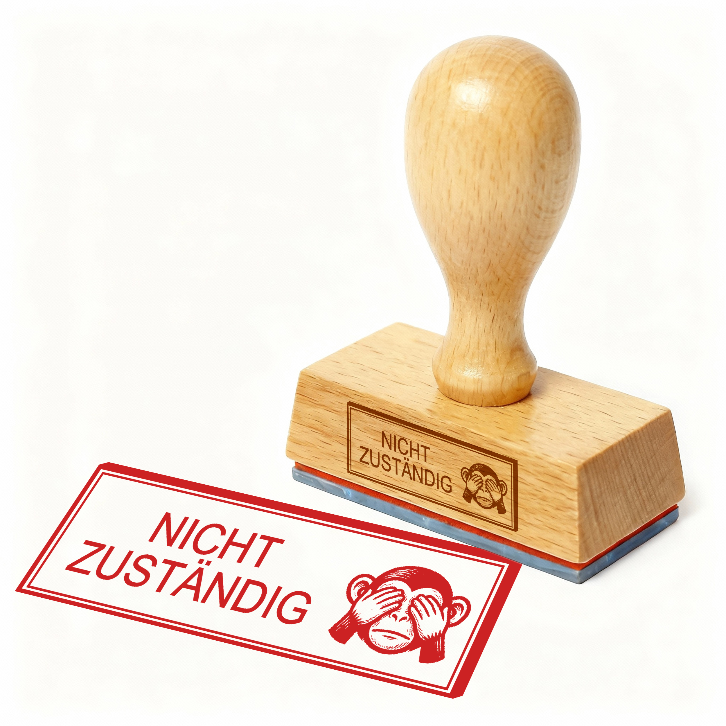Bürostempel NICHT ZUSTÄNDIG Augen zuhalten Stempel – Holzstempel 48x18 mm für Dokumente - falsche Abteilung, nicht verantwortlich