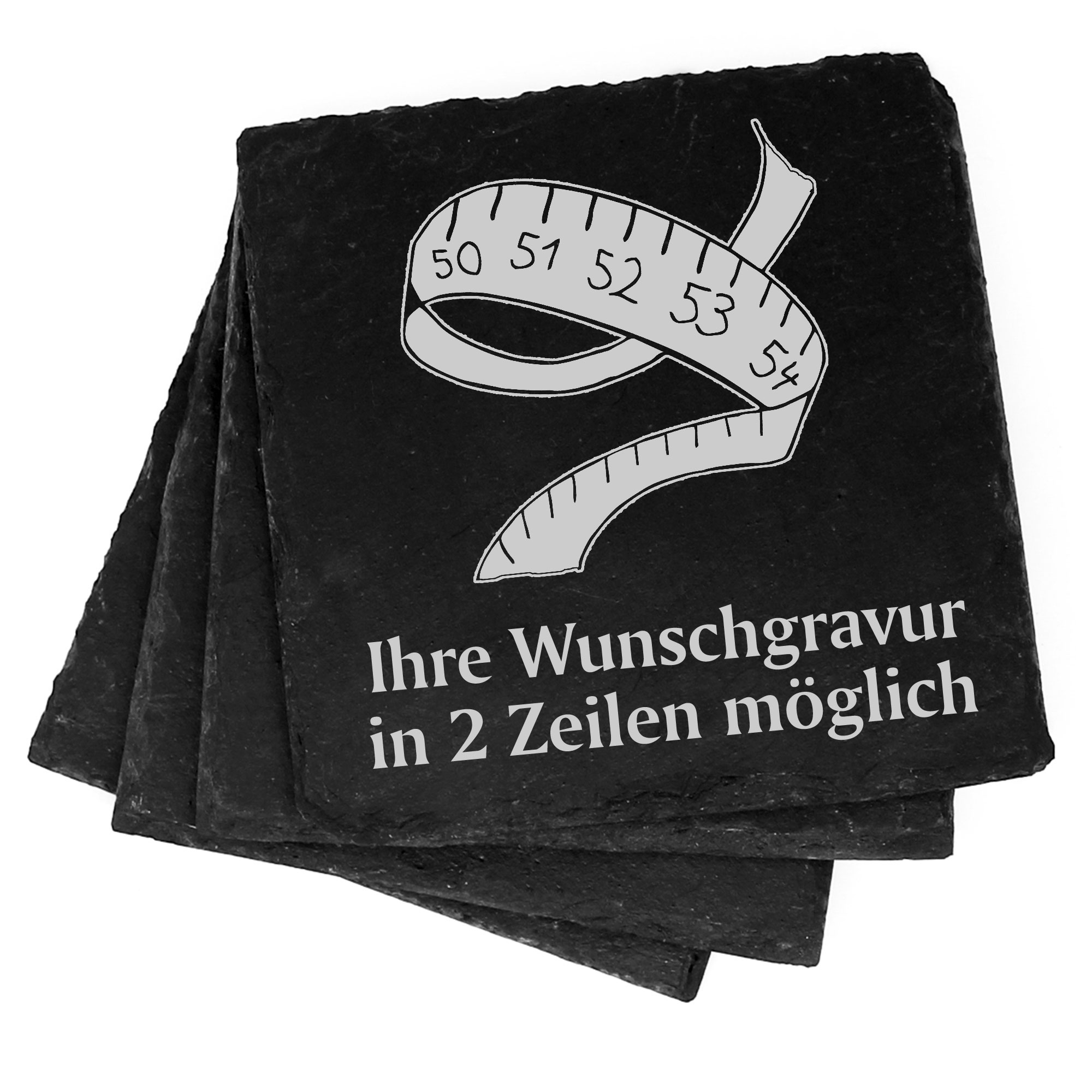 4x Maßband Deko Schiefer Untersetzer Wunschgravur Set - 11 x 11 cm
