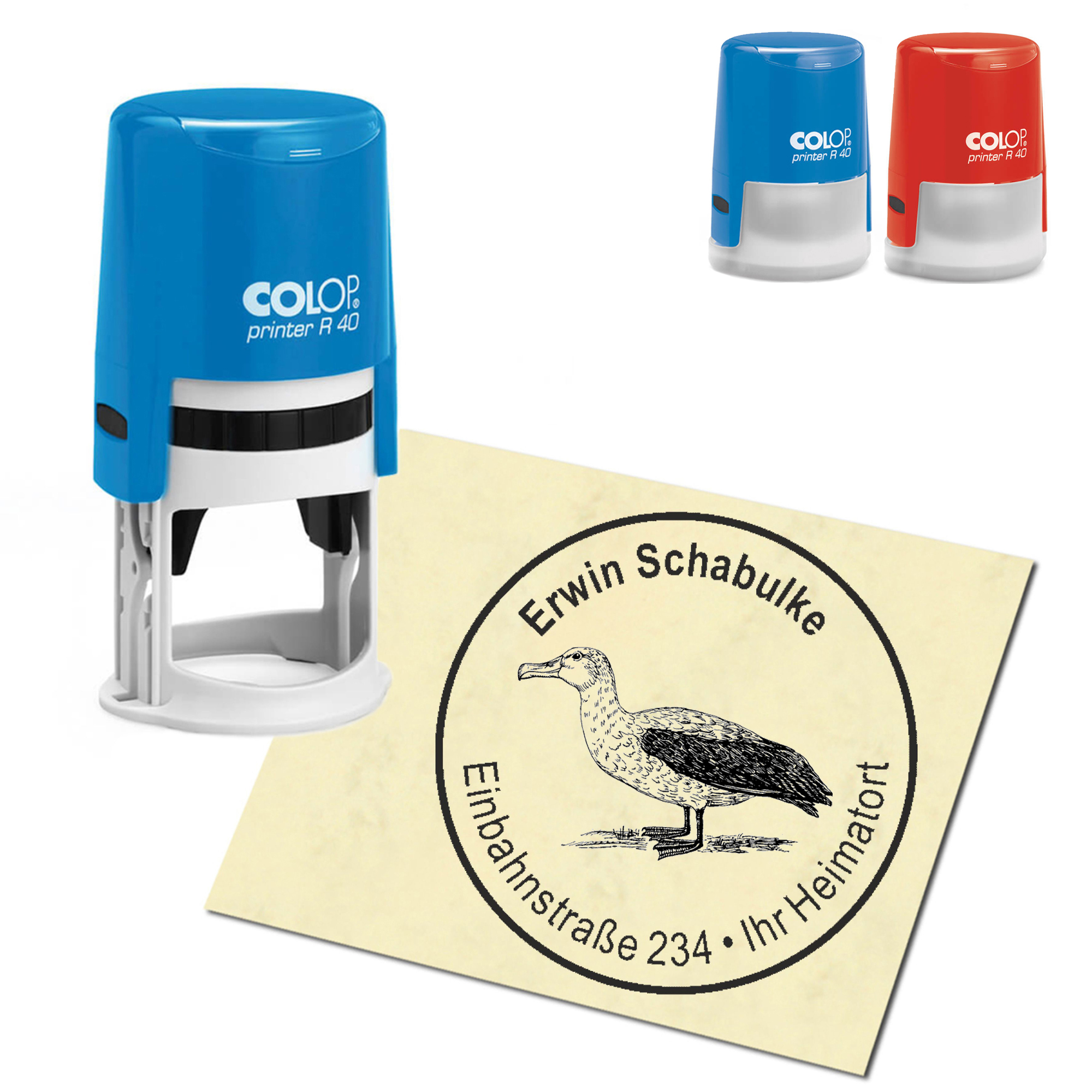 Stempel Adressstempel personalisiert - Albatros - rund &empty; 40mm