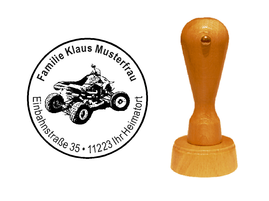 « Quad 2 » Holzstempel mit persönlichem Wunschtext