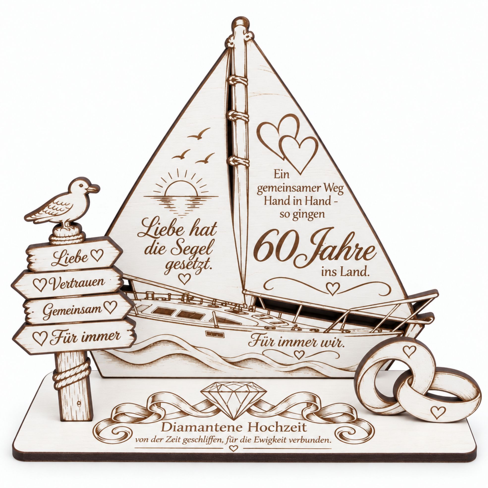 60. Hochzeitstag Geldgeschenk 60 Jahre Ehe Diamantene Hochzeit 14x11cm