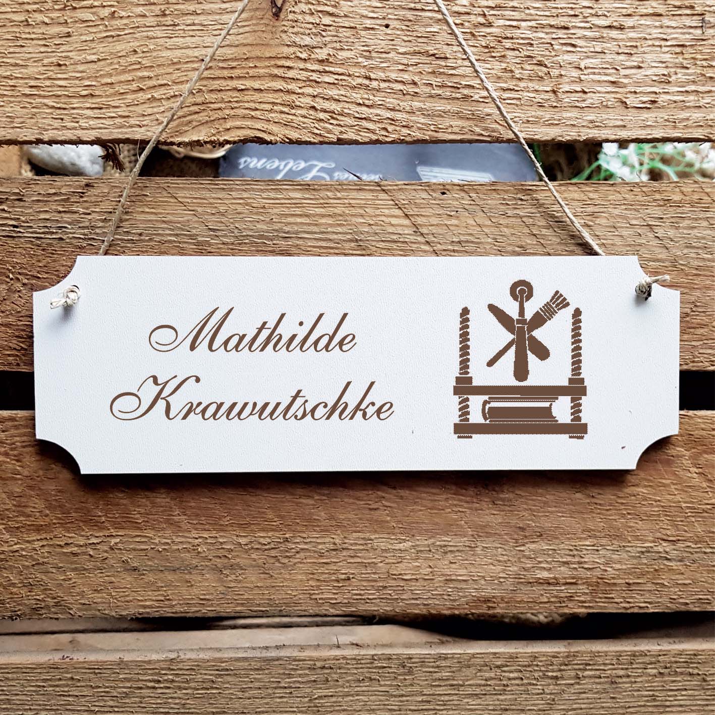 Schild « Buchbinder Buchbinderei » Namensschild Türschild zum Anhängen - 20 x 6,7 cm