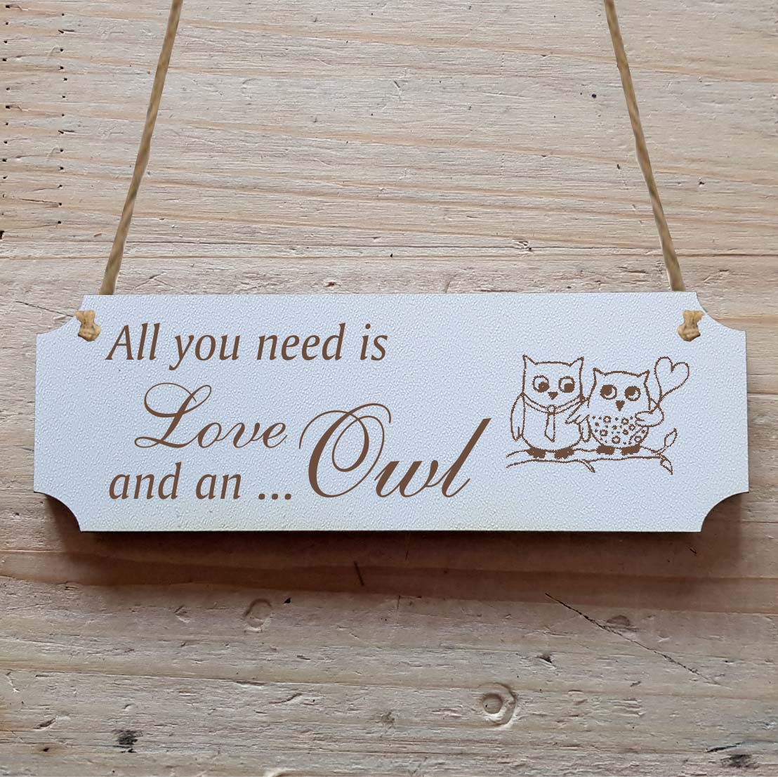 Dekoschild « All you need is Love and an Owl » Eulen