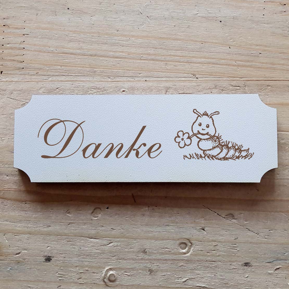 Selbstklebendes Schild « Danke » mit Motiv