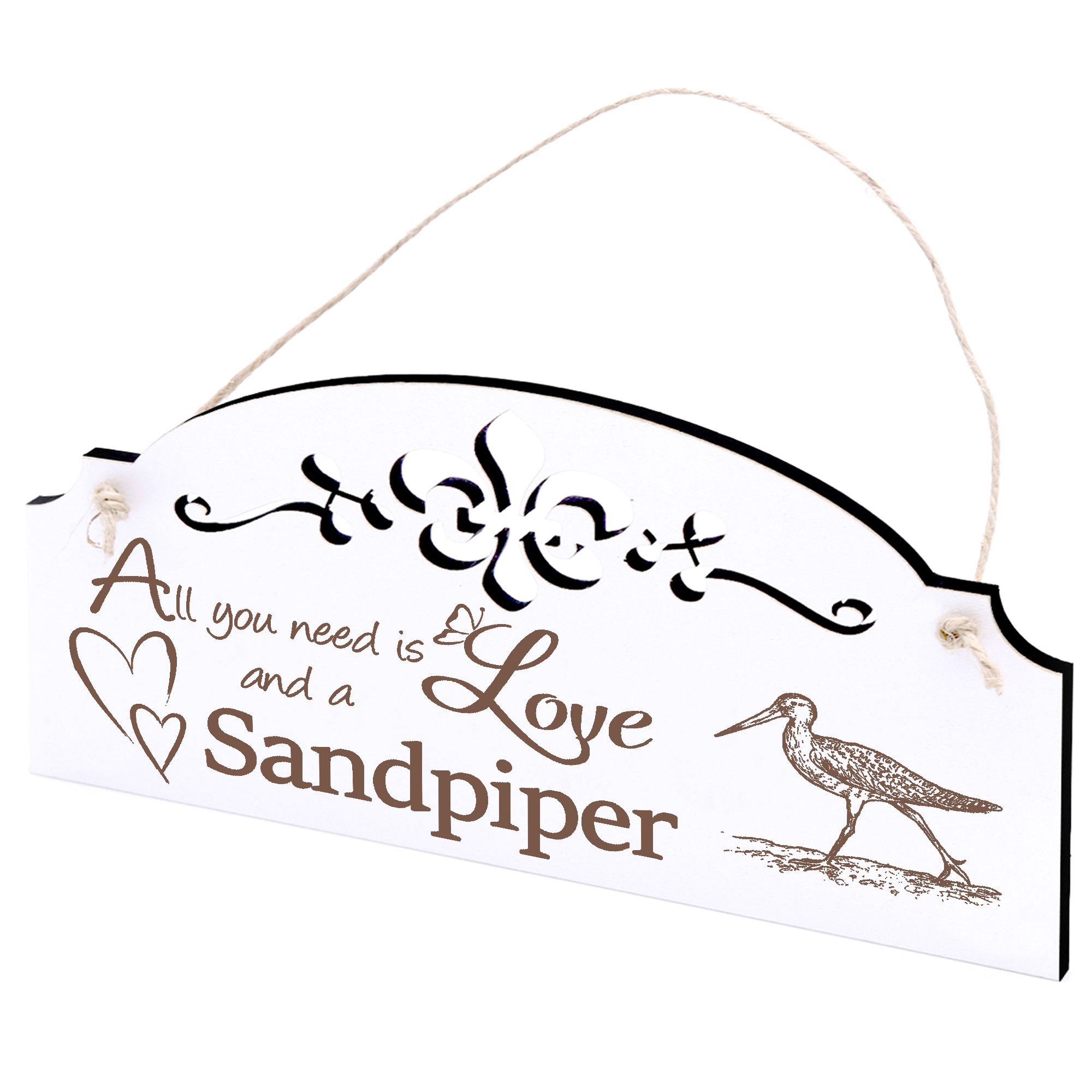 Schild Strandläufer Deko 20x10cm - All you need is Love and a Sandpiper - Holz