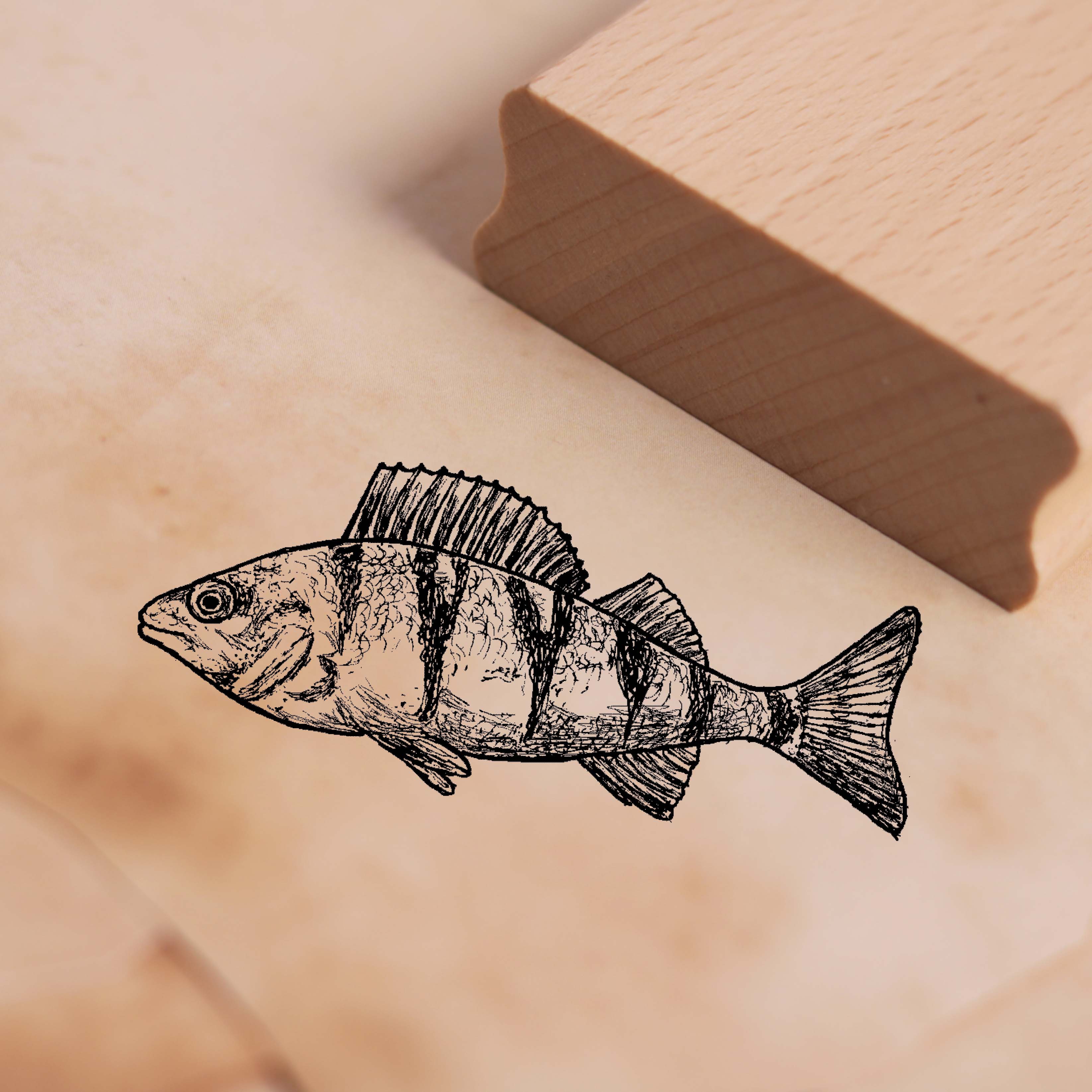 Motivstempel Barsch - Stempel Holzstempel 58 x 28 mm