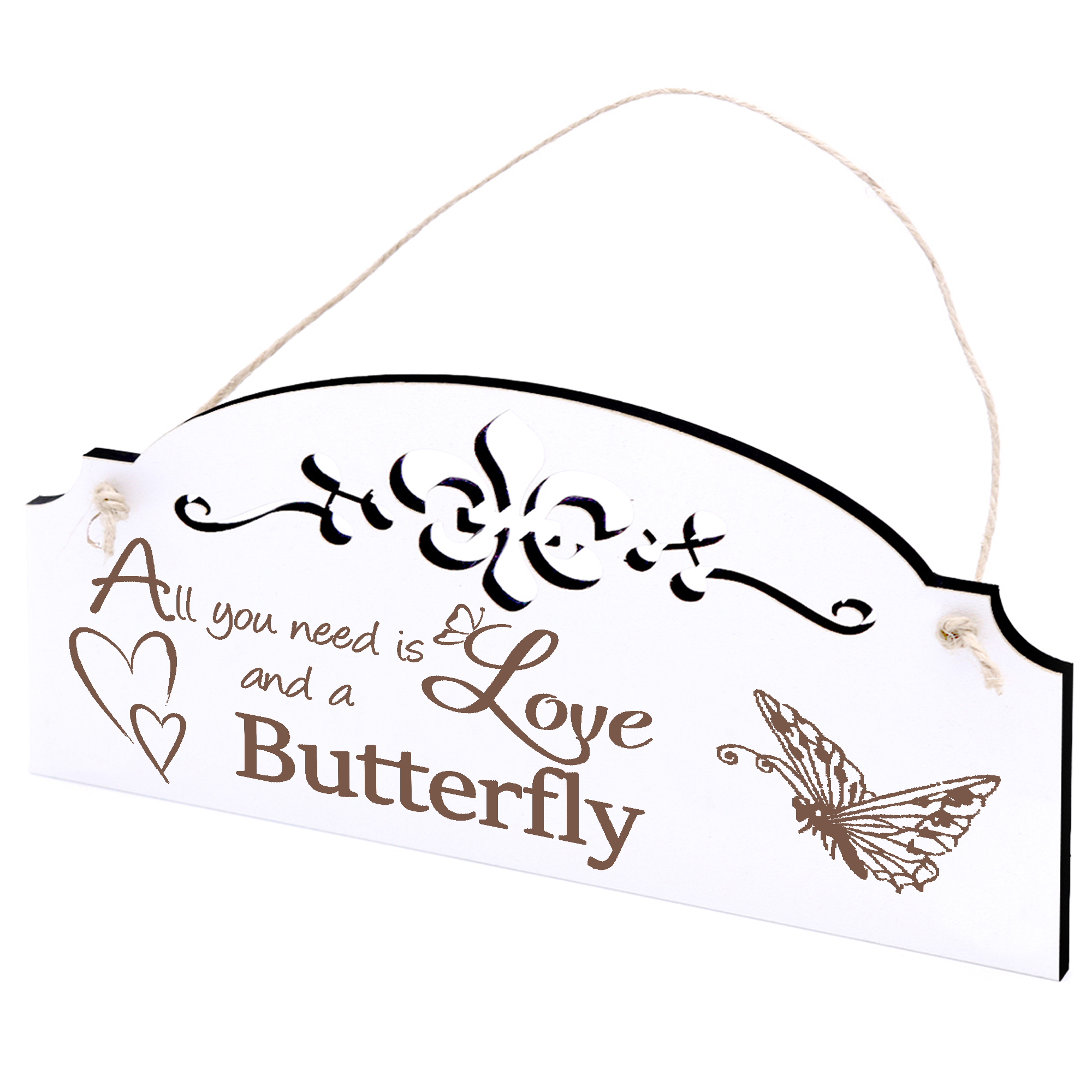 Schild fliegender Schmetterling Deko 20x10cm - All you need is Love and a Butterfly - Holz