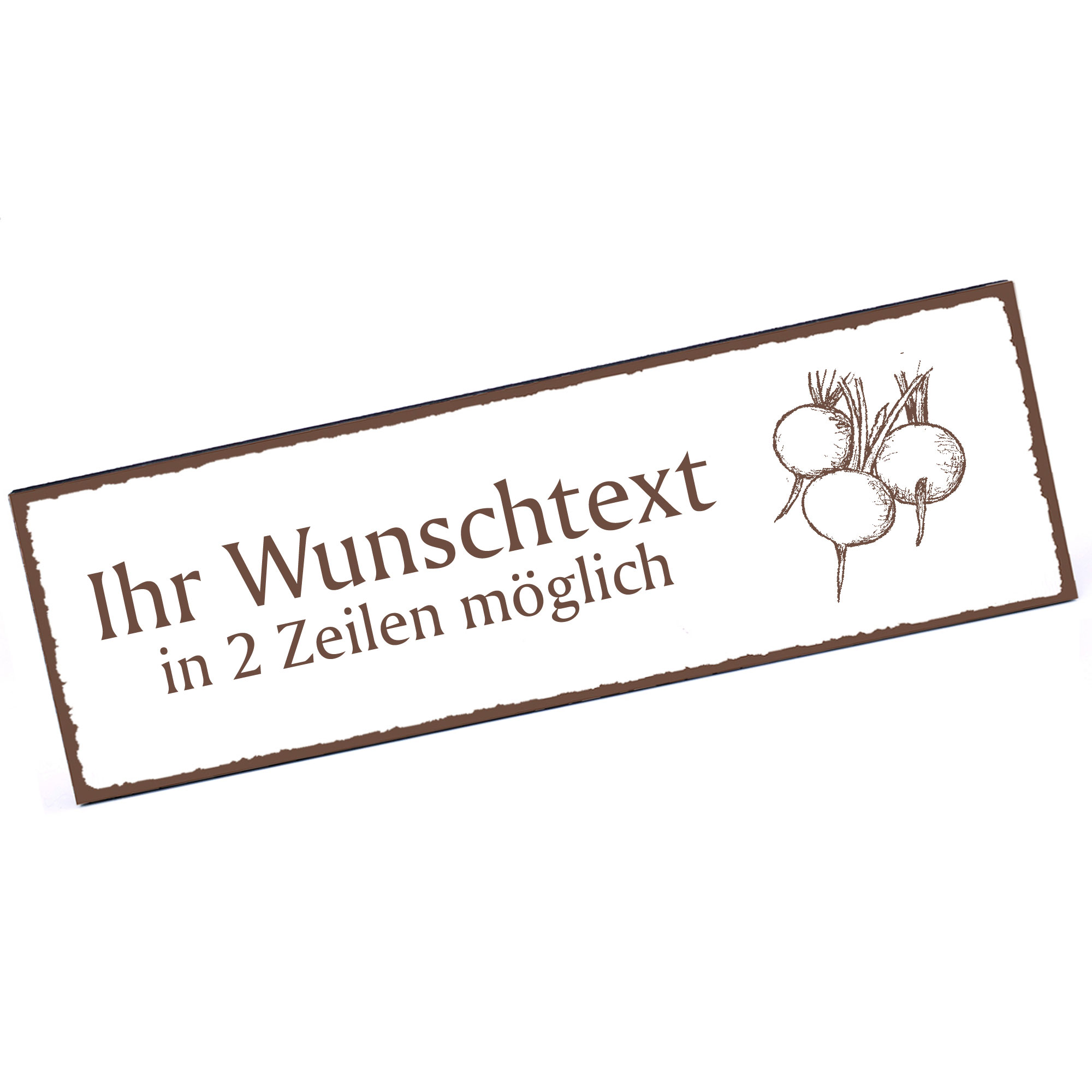 Türschild Radieschen  Namensschild personalisiert mit Gravur - 150mm x 50mm - selbstklebend