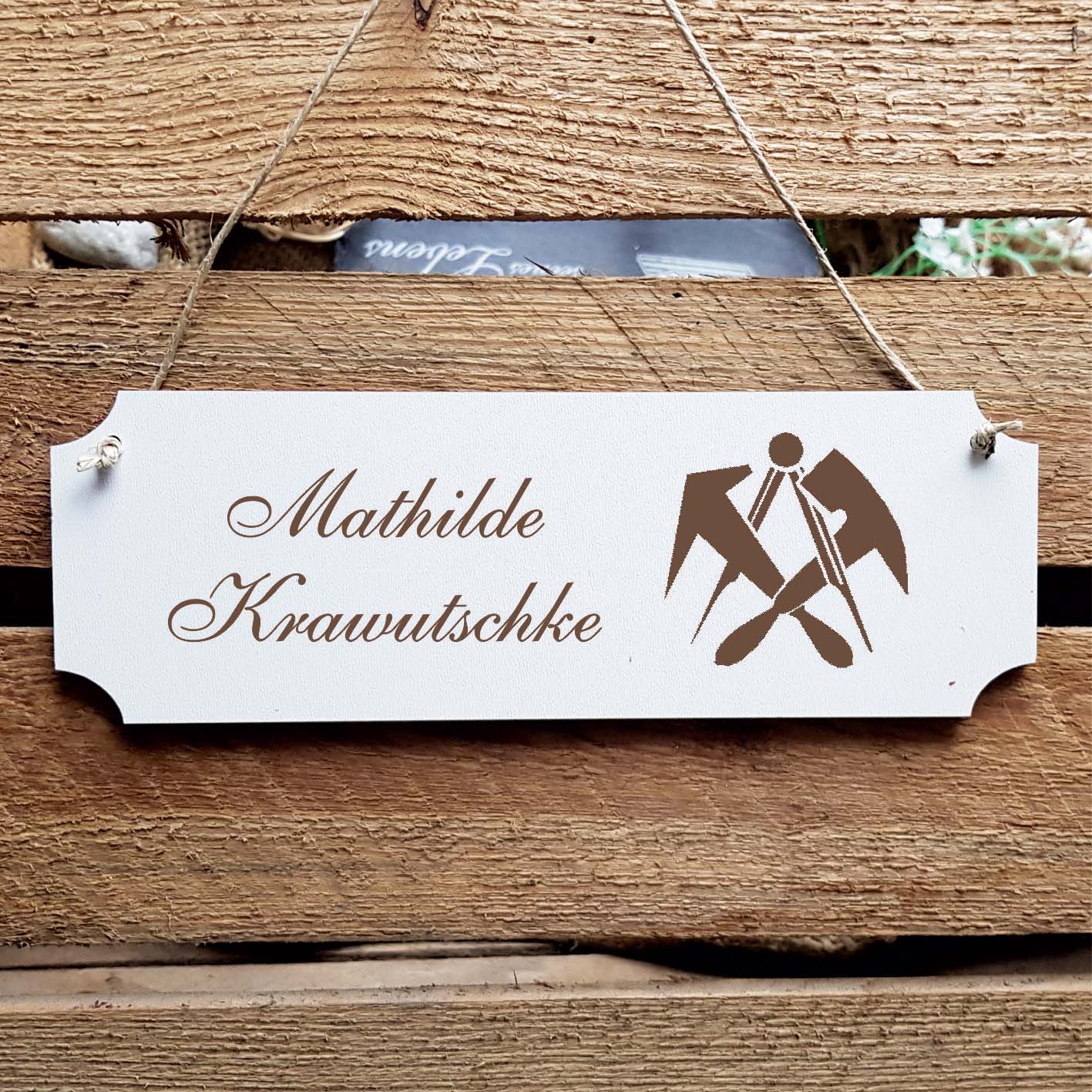 Schild « Dachdecker Dachdeckerei » Namensschild Türschild zum Anhängen - 20 x 6,7 cm