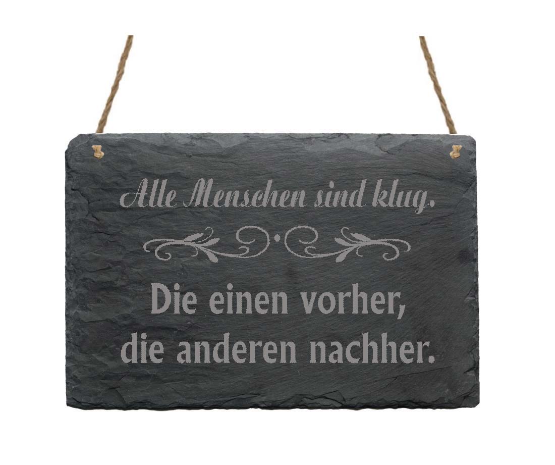 Schiefertafel « Alle Menschen sind klug... »
