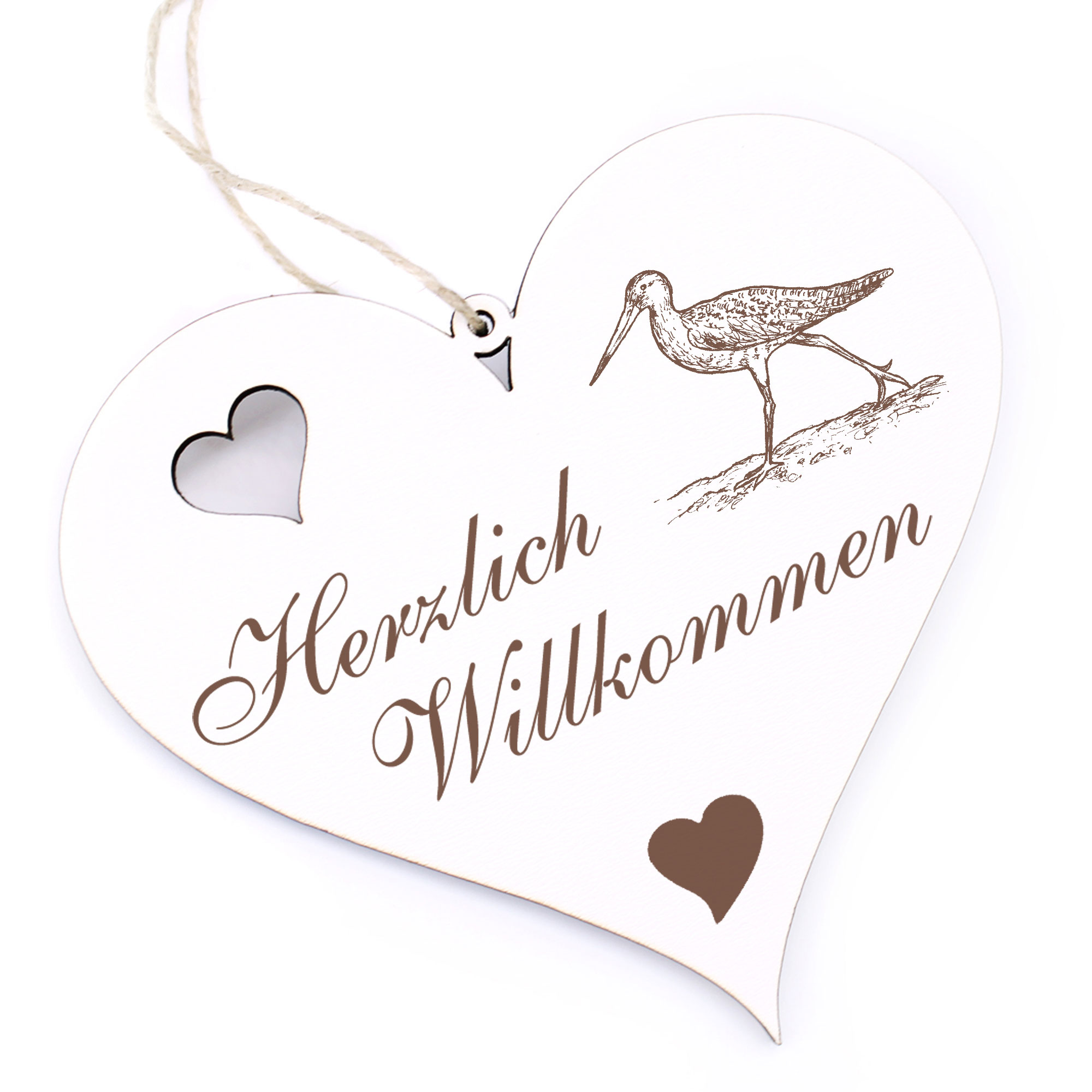 Herzlich Willkommen Schild - Strandläufer - Deko Herz Holz