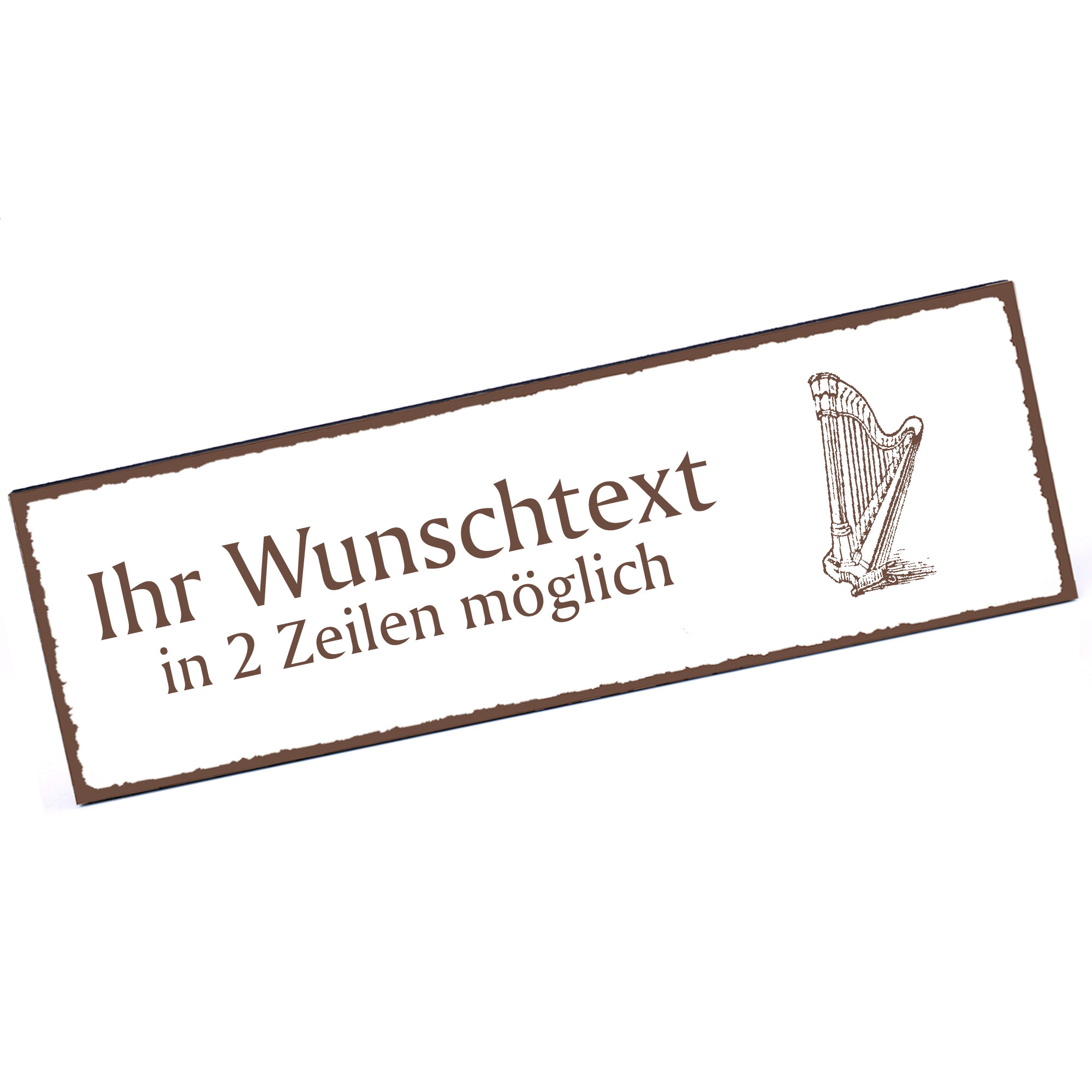 Türschild Harfe  Namensschild personalisiert mit Gravur - 150mm x 50mm - selbstklebend