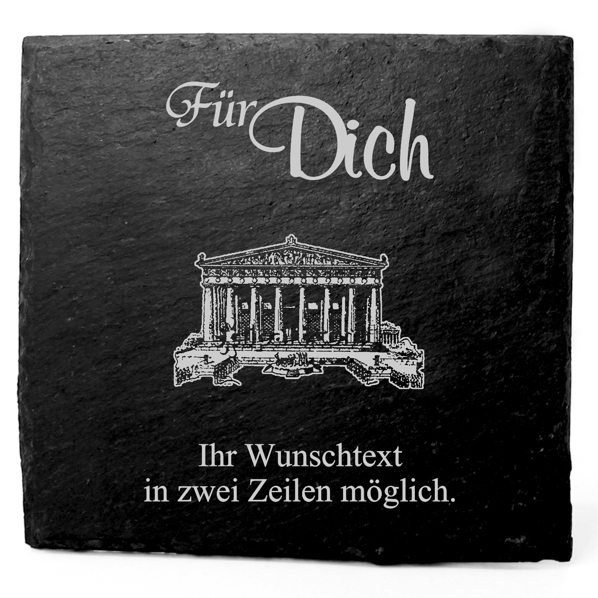 Deko Schiefer Untersetzer personalisiert Akropolis - Für Dich - 11x11cm