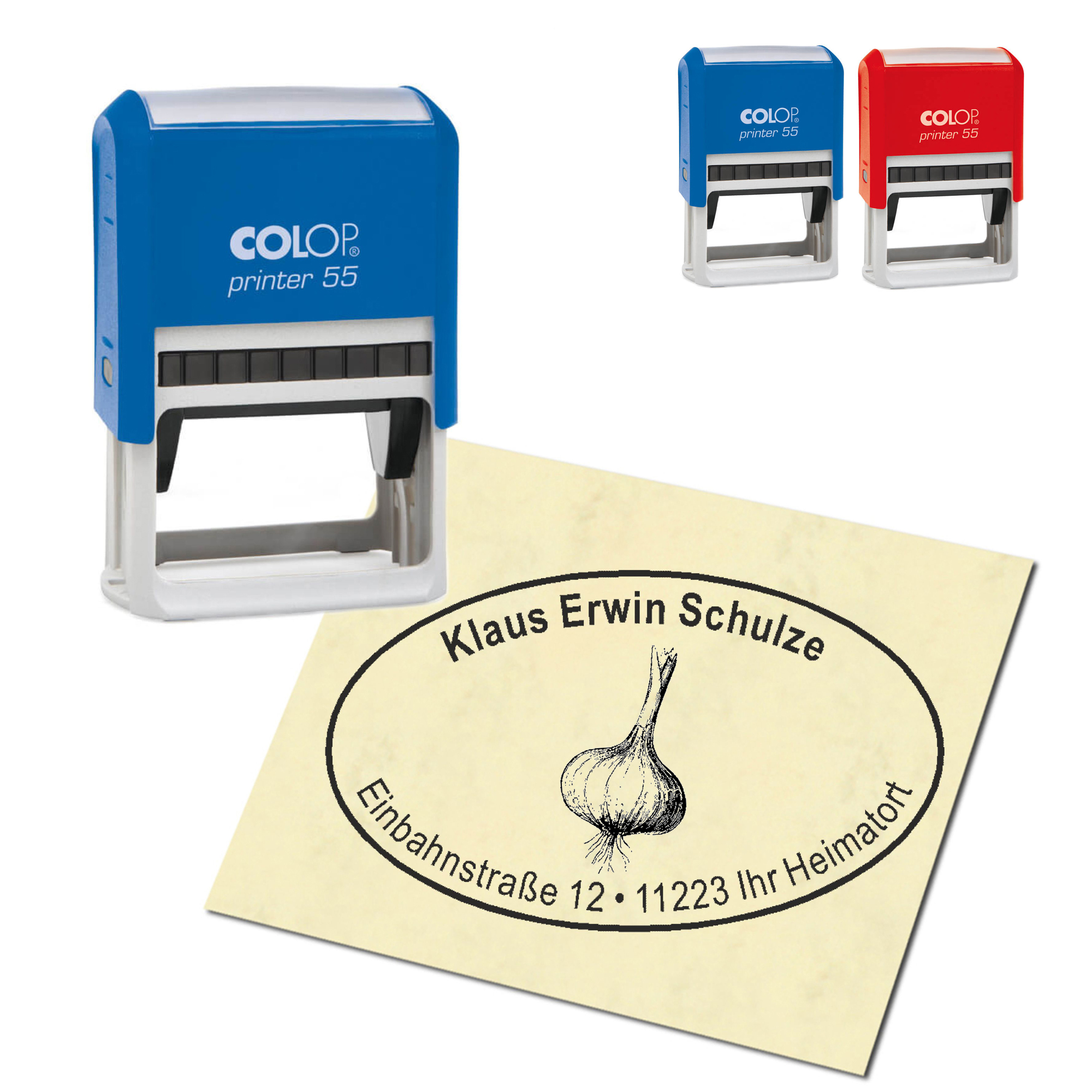 Adressstempel personalisiert Stempel - Knoblauch - oval 59 x 39 mm