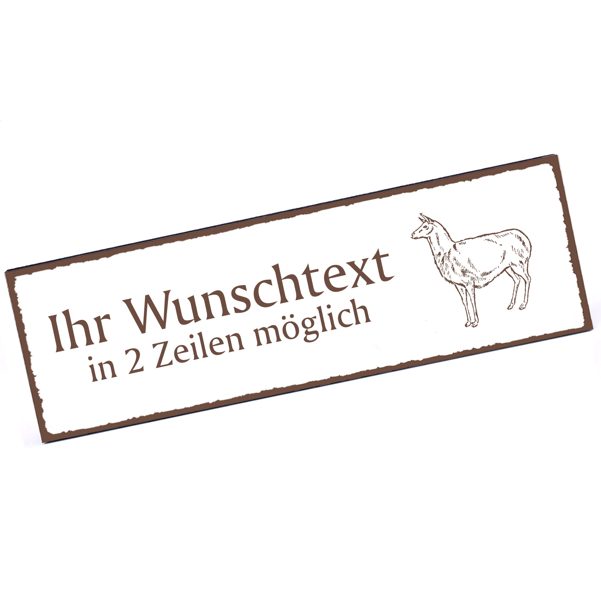 Türschild Lama  Namensschild personalisiert mit Gravur - 150mm x 50mm - selbstklebend
