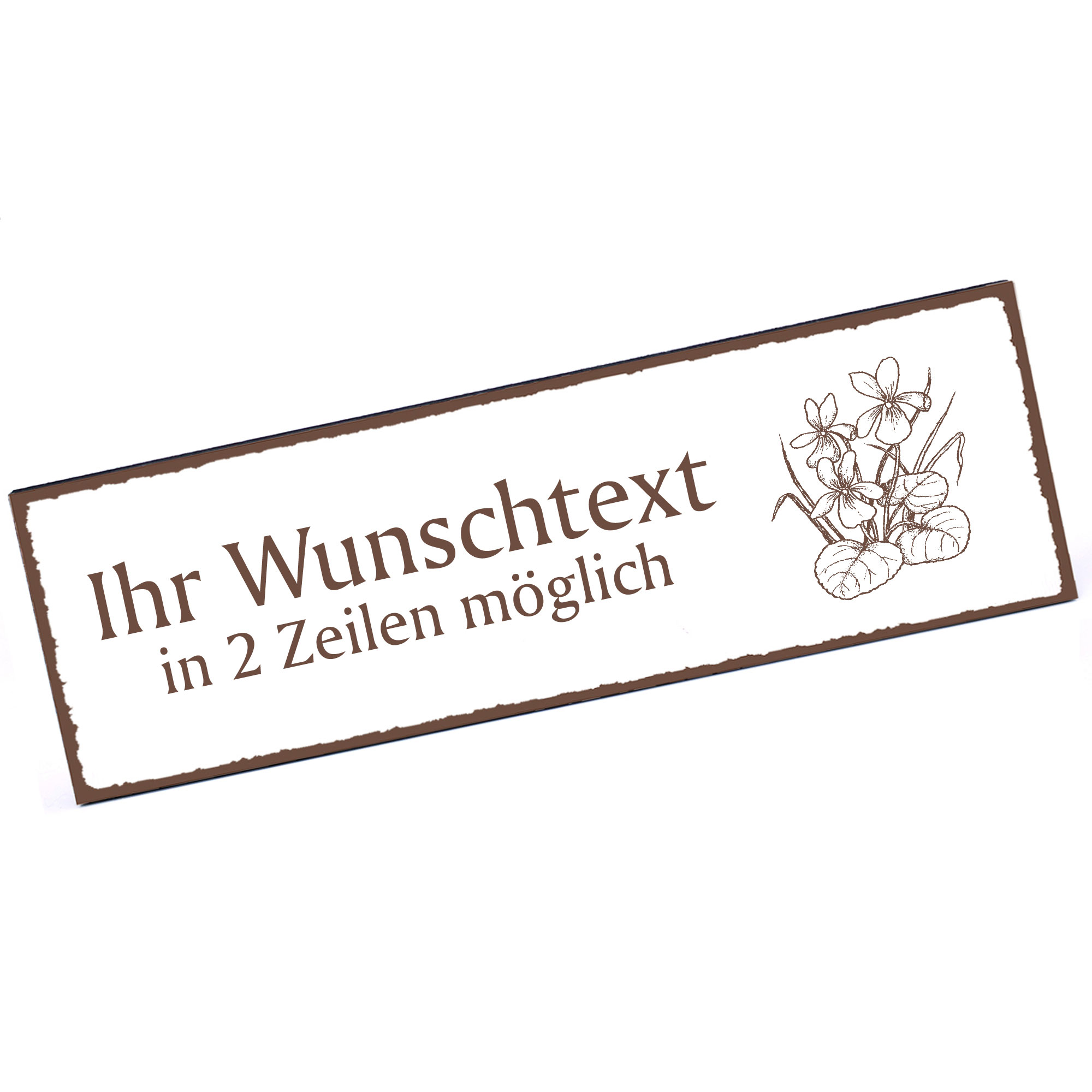 Türschild Veilchen  Namensschild personalisiert mit Gravur - 150mm x 50mm - selbstklebend